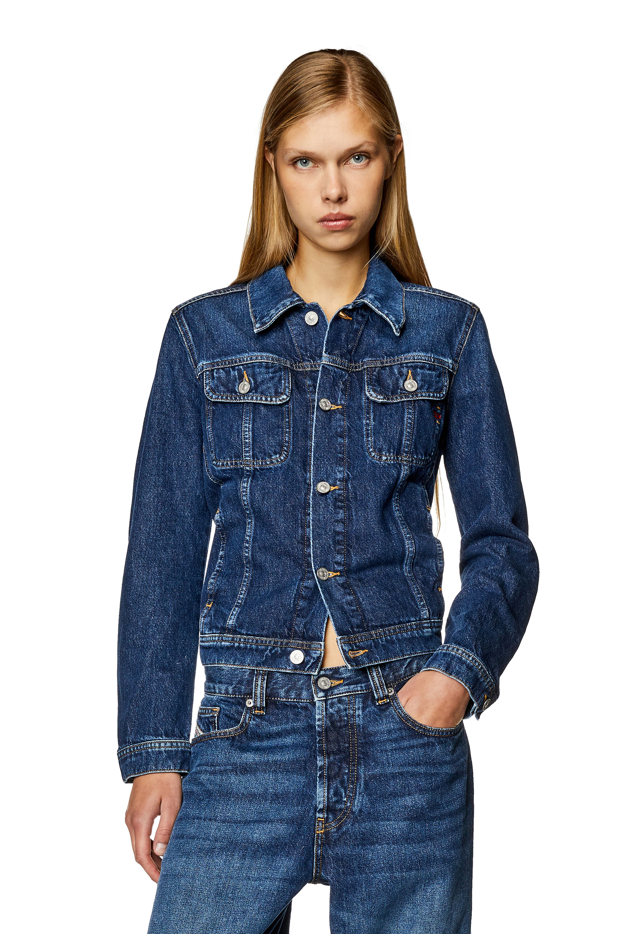 Diesel - DE-BONNY, Veste trucker en denim Femme in Bleu - 1