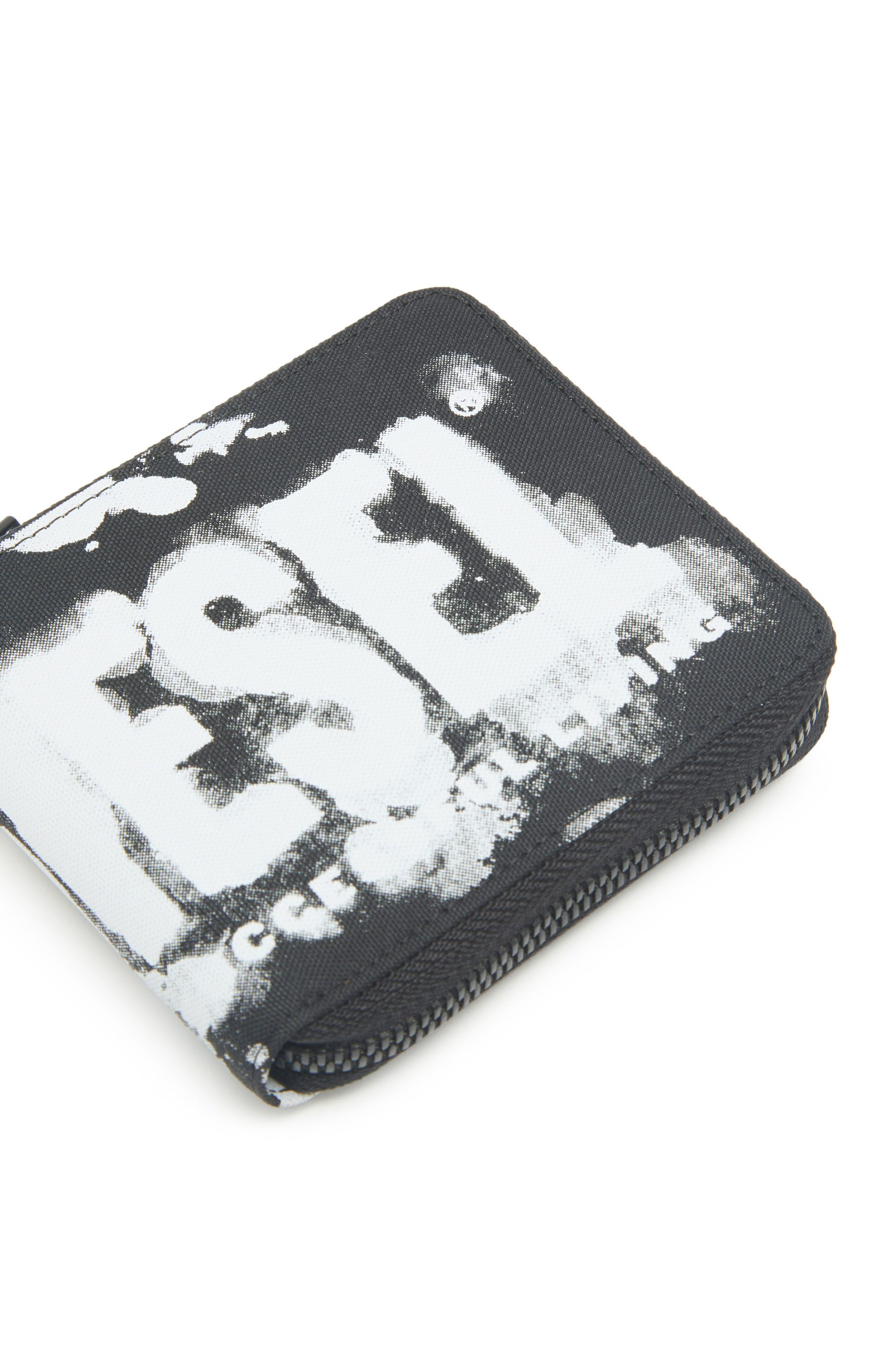 Diesel - RAVE BI-FOLD COIN ZIP XS, Unisex Portafoglio con zip in tessuto stampa logo in Nero - Image 4