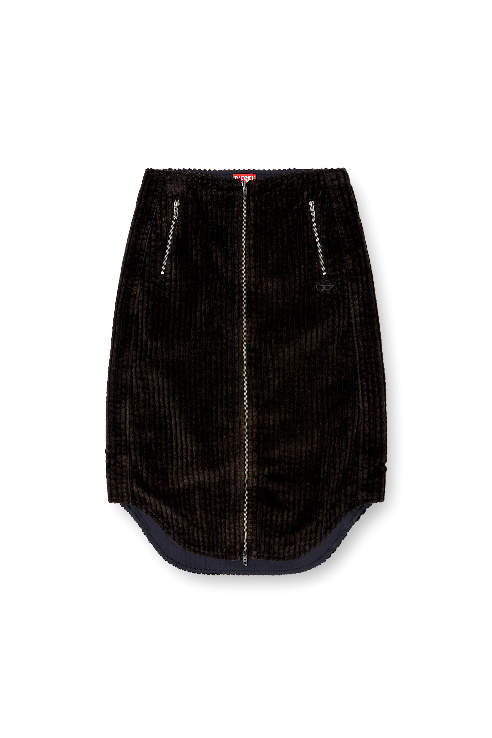 Diesel - O-LLIPOP, Gonna midi in cotone con zip Donna in Nero - 3