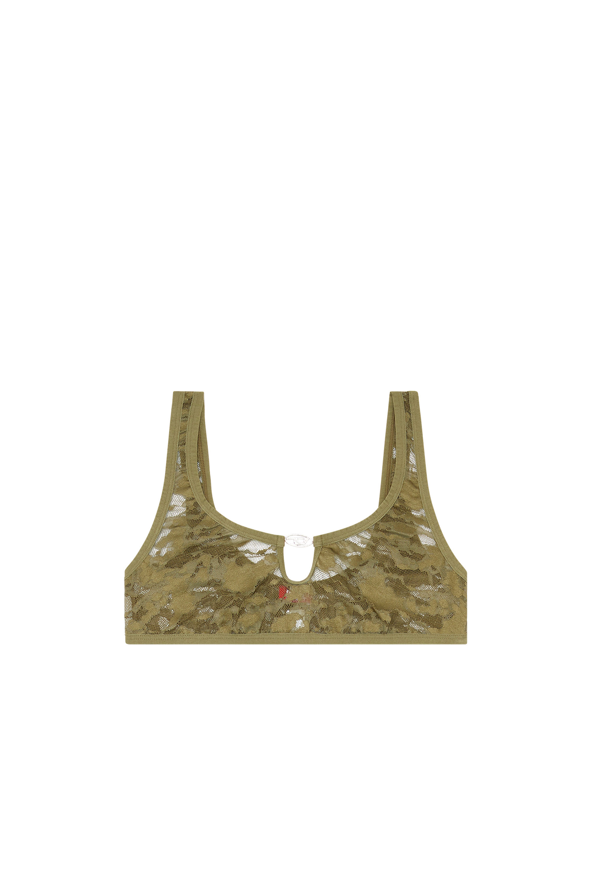 Diesel - UFSB-D-OVAL-LACE-BRALETTE, Bralette in pizzo camouflage con placca Oval D Donna in Verde - 4