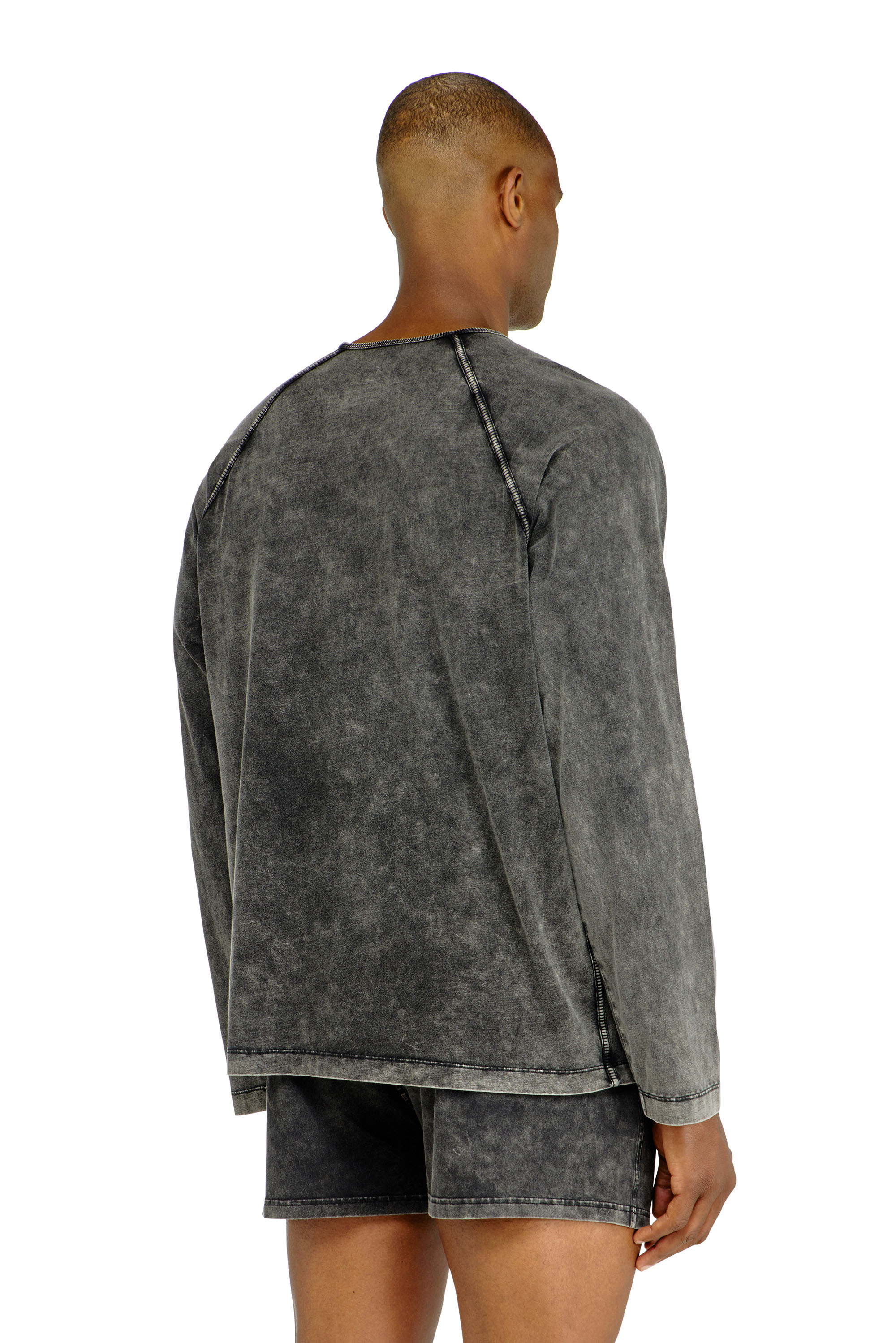 Diesel - BRYAN-DNM, Maglia in cotone con patch logo Uomo in Grigio - 3