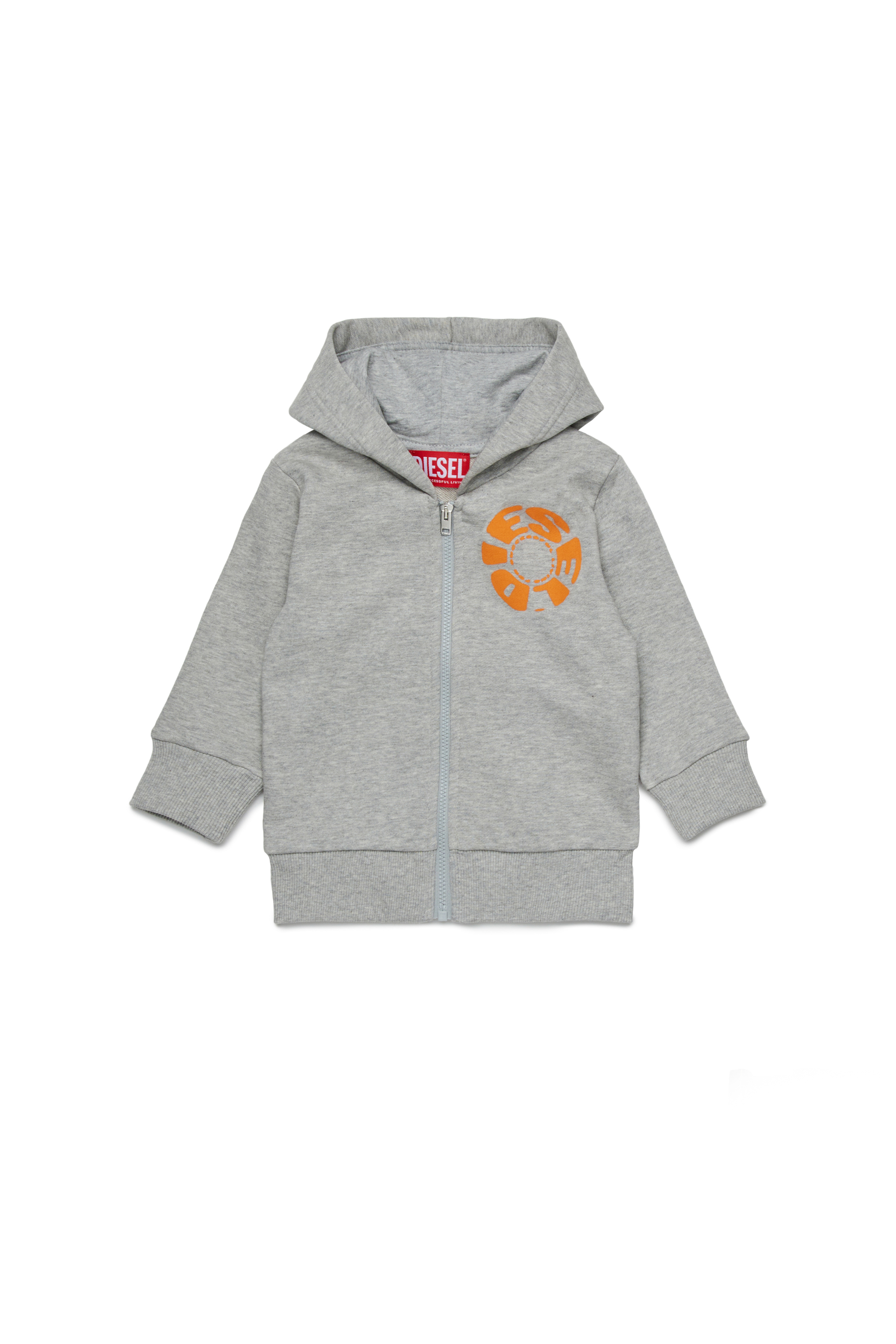 Diesel - SPRAVONB, Herren Kapuzenpullover aus Baumwolle mit durchgehendem Reißverschluss in Grau - 1