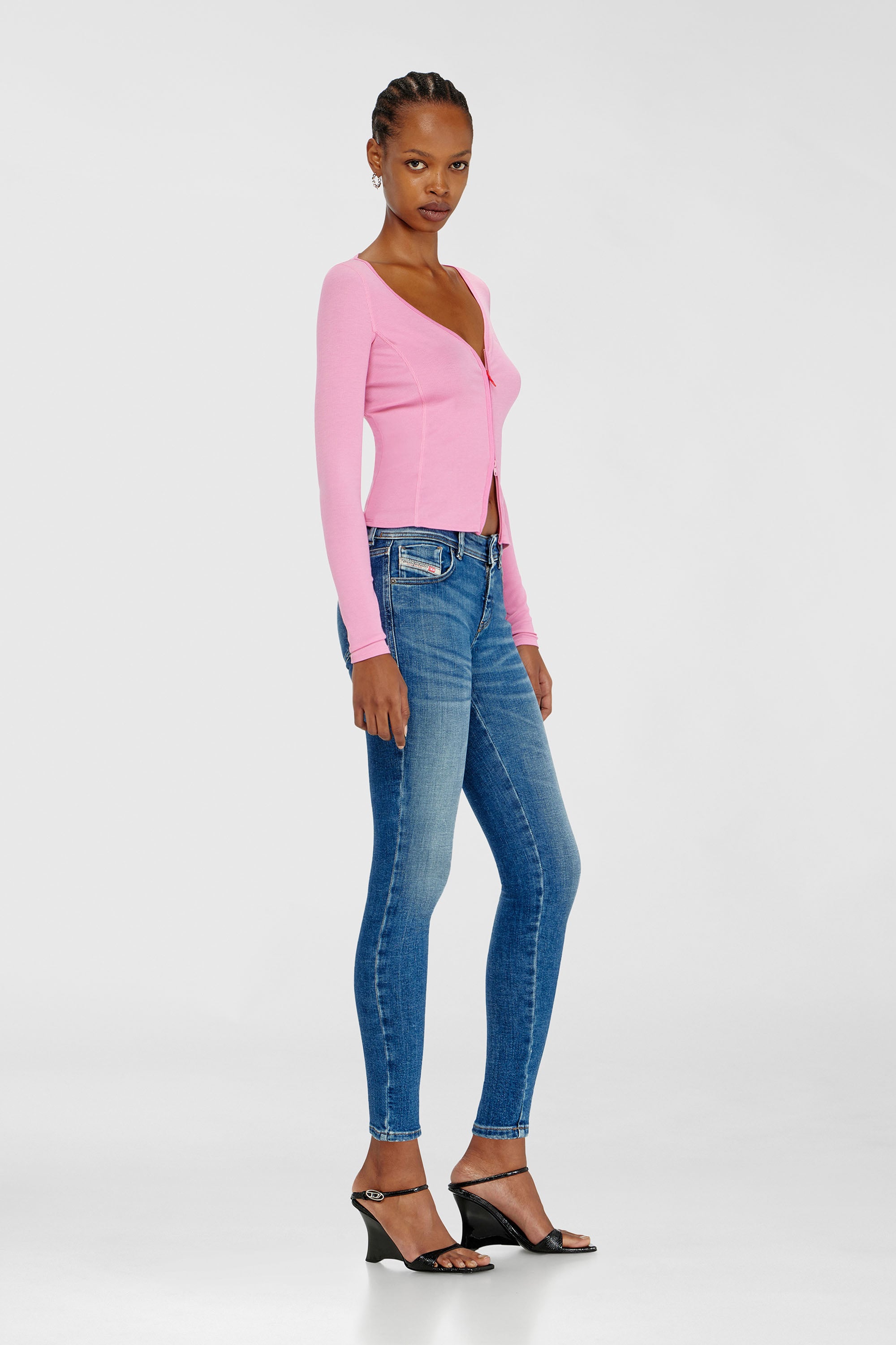 Diesel - Skinny Jeans 2017 Slandy 09P71 Donna, Blu medio - Image 2