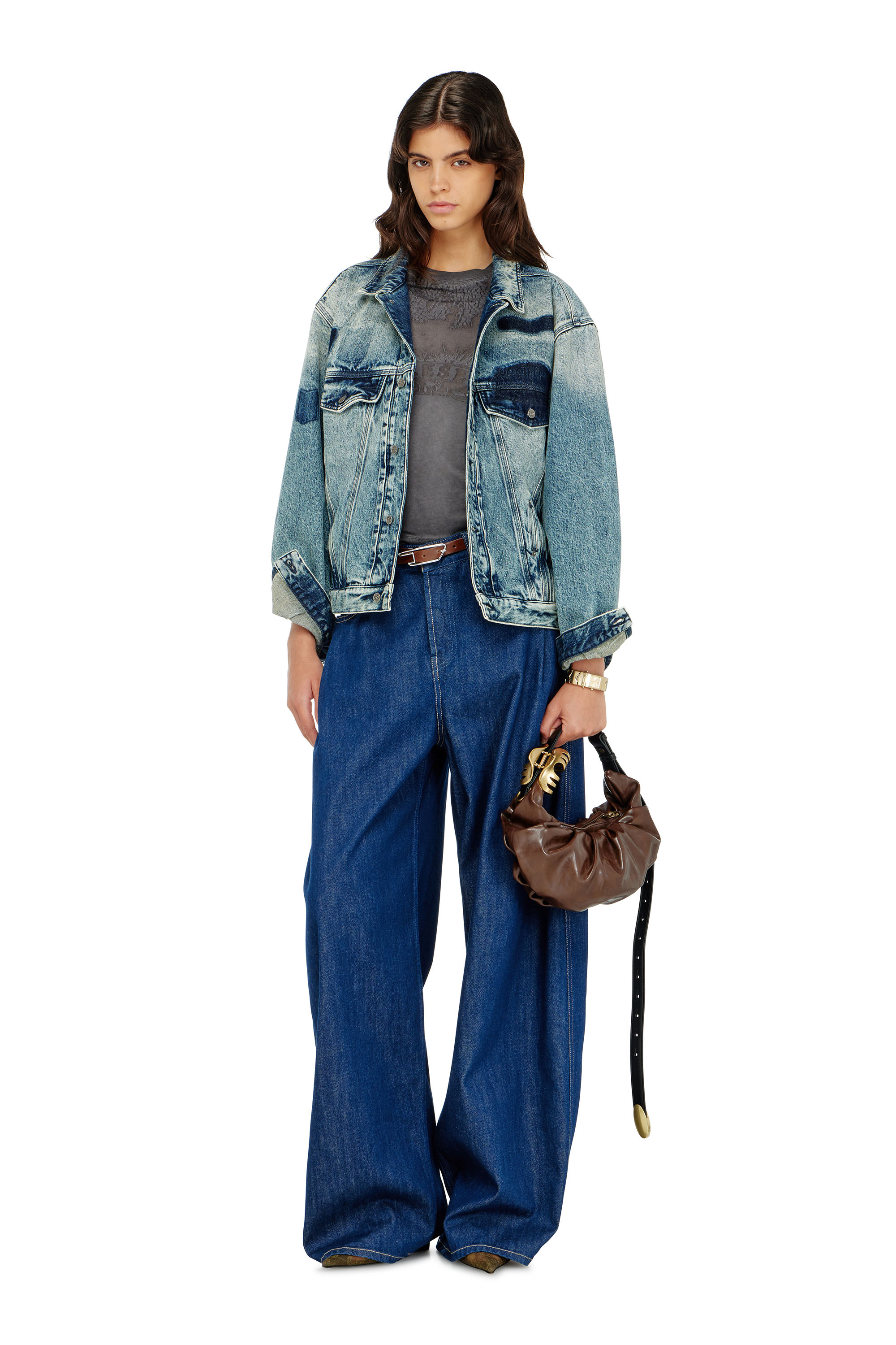 Diesel - D-DENVER-S2, Veste trucker avec effets patch Mixte in Bleu - 7
