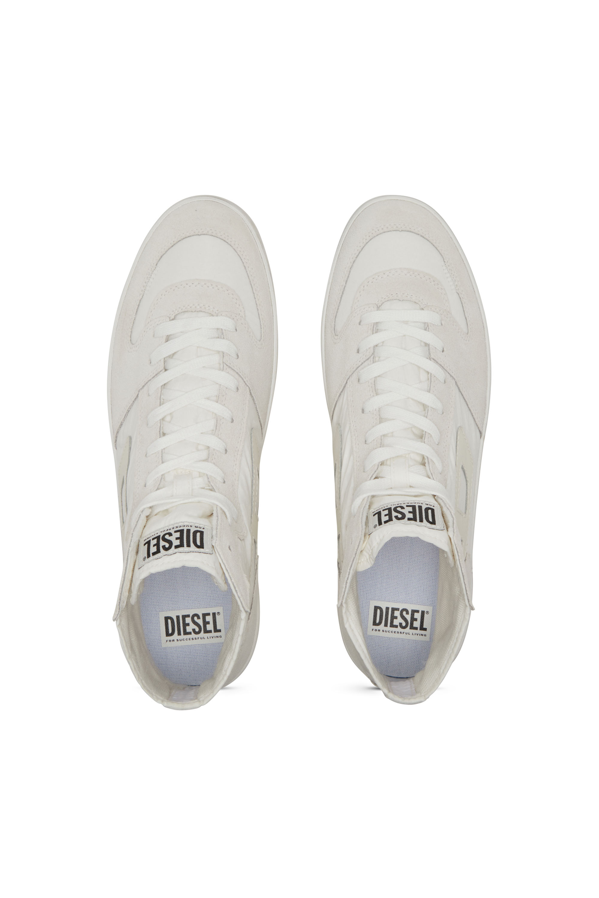 Diesel - S-LEROJI D-1 MID, Sneakers montantes matelassé en ripstop et cuir suédé Homme in Blanc - 6