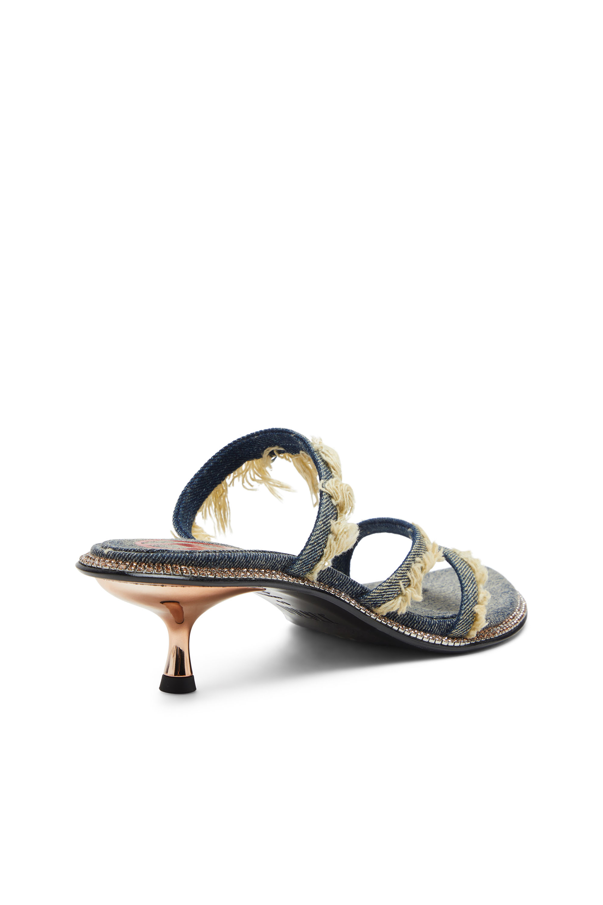 Diesel - D-HAVANNA KITTIE, D-Havanna Kittie-Mule in denim sfrangiato con cristalli Donna in Blu - 4