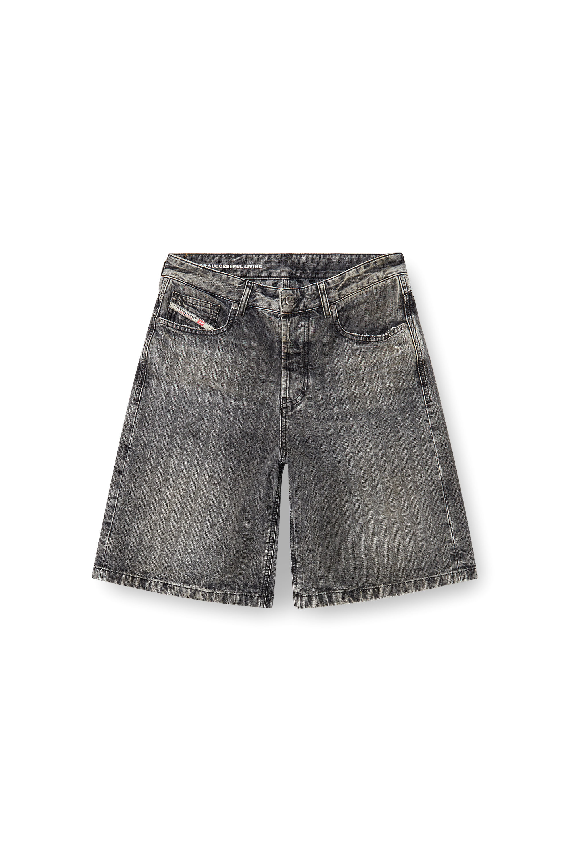 Diesel - DE-SIRE-SHORT, Short en denim à chevrons Femme in Gris - 3