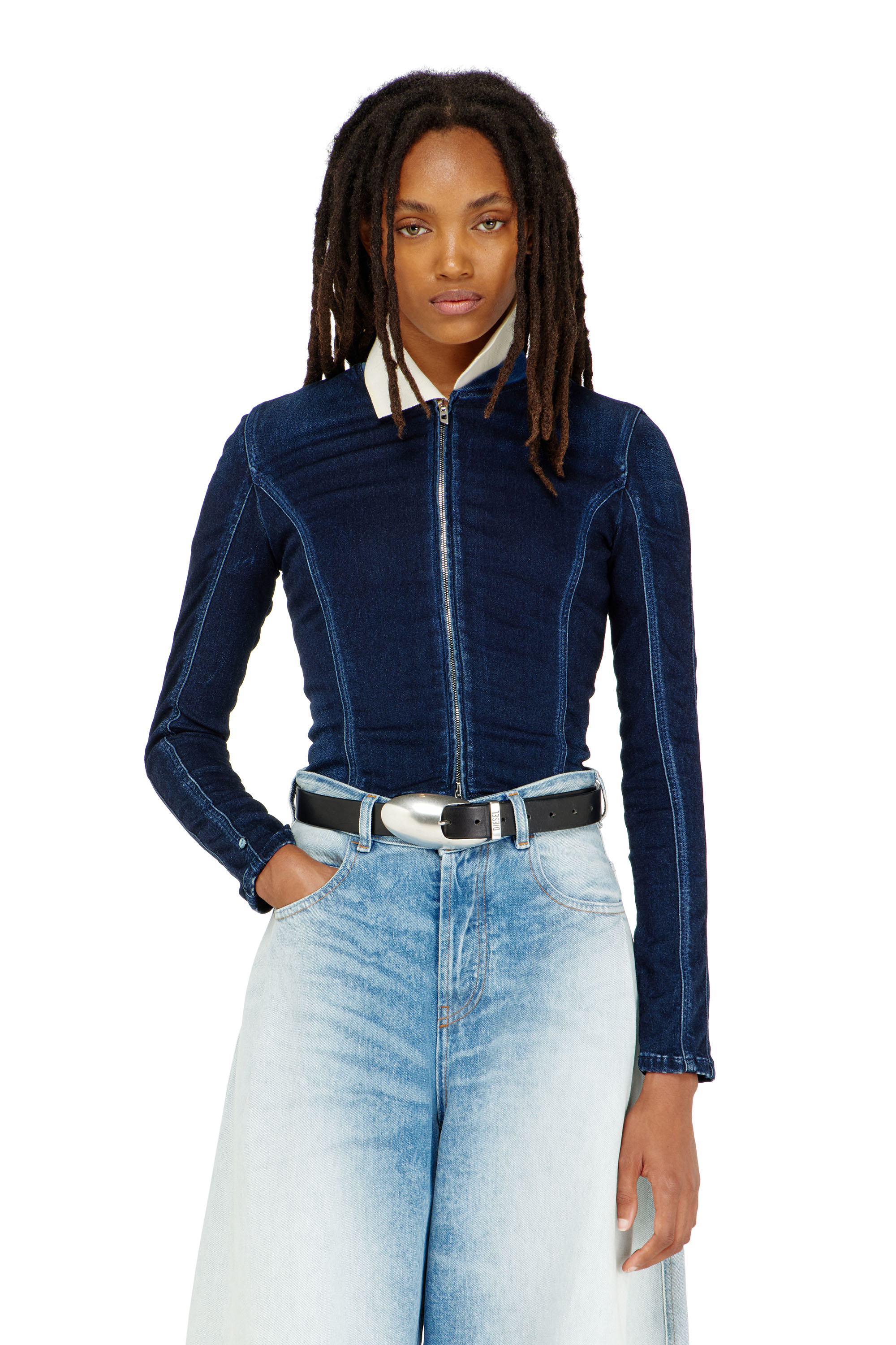 Diesel - DE-GARY-D JOGG, Veste courte en JoggJeans Femme in Bleu - 1