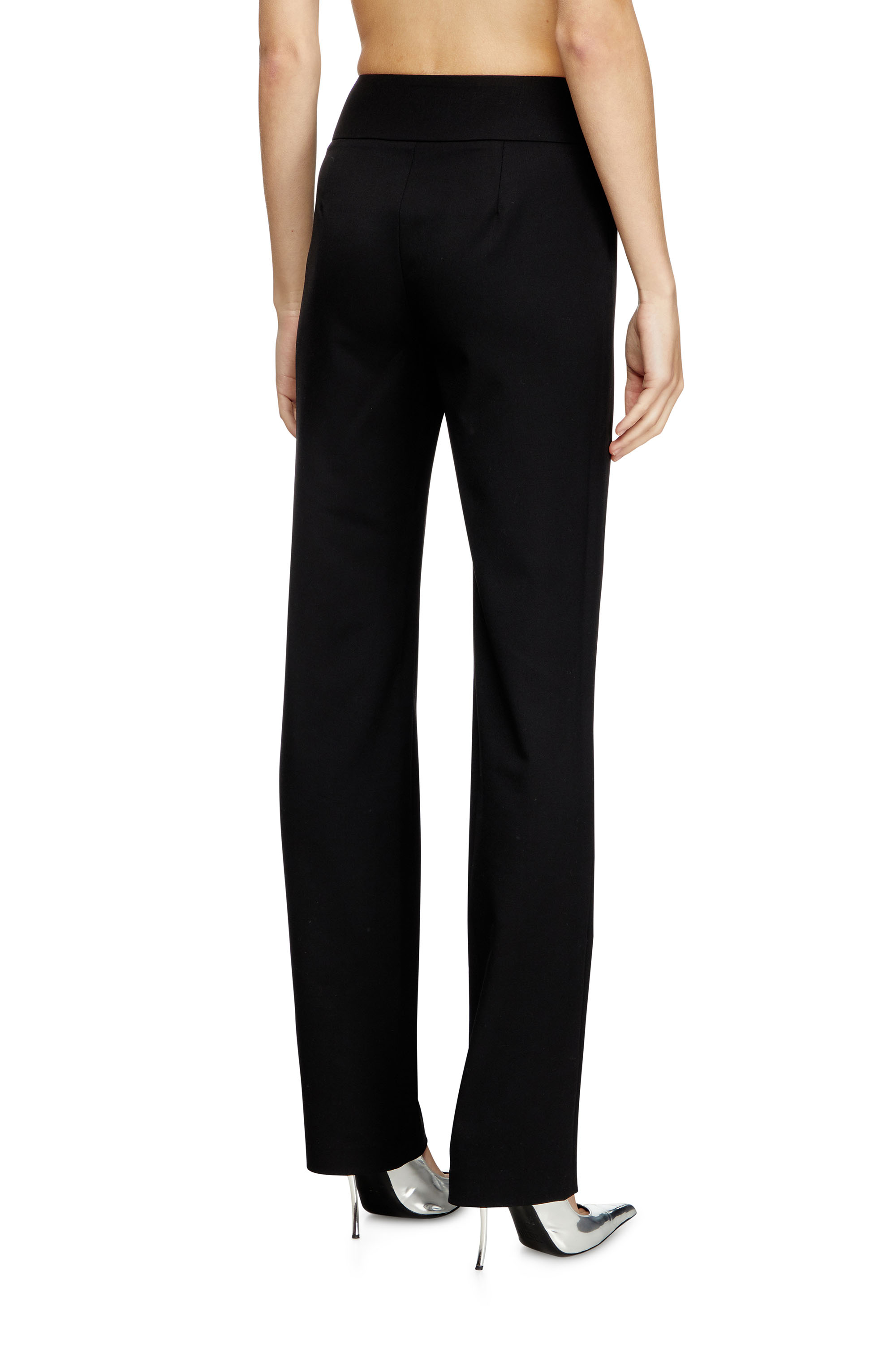 Diesel - P-ERSY, Pantalon à taille haute en sergé de laine Femme in Noir - 4