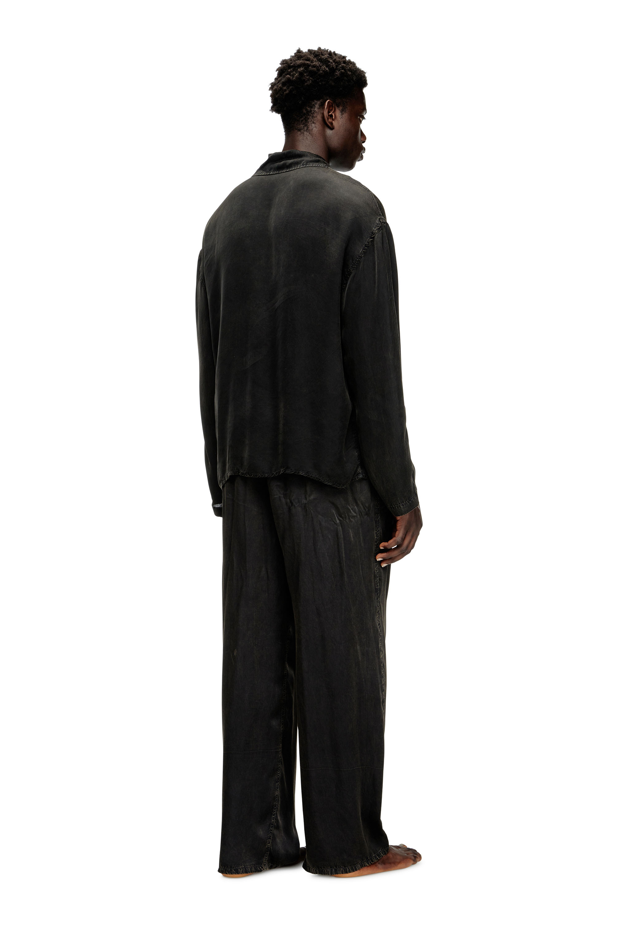 Diesel - SET-KEITH-DNM, Pigiama fluido effetto denim Unisex in Nero - 3