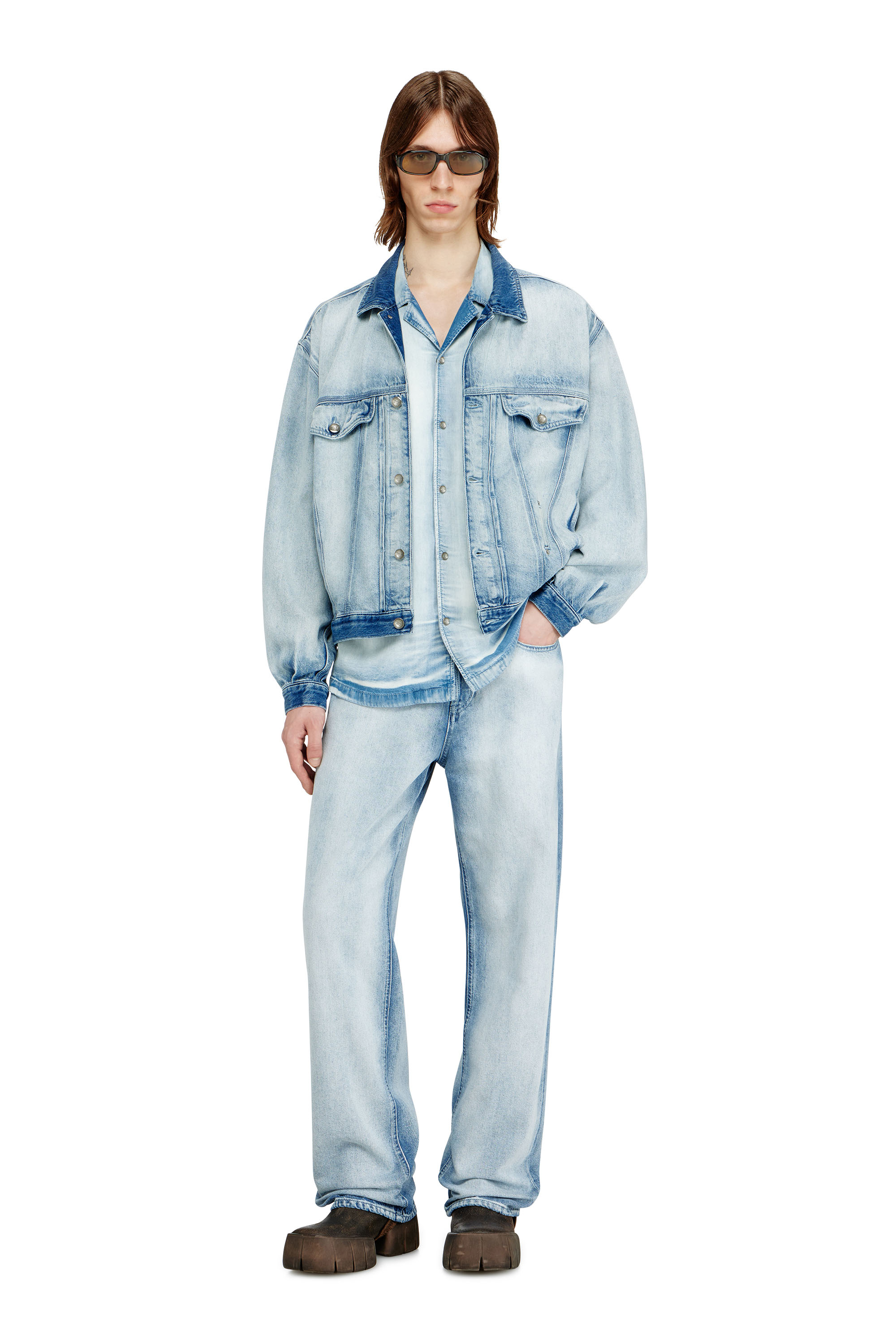 Diesel - Relaxed Jeans 2001 D-Macro 09P29 Homme, Bleu Clair - Image 1