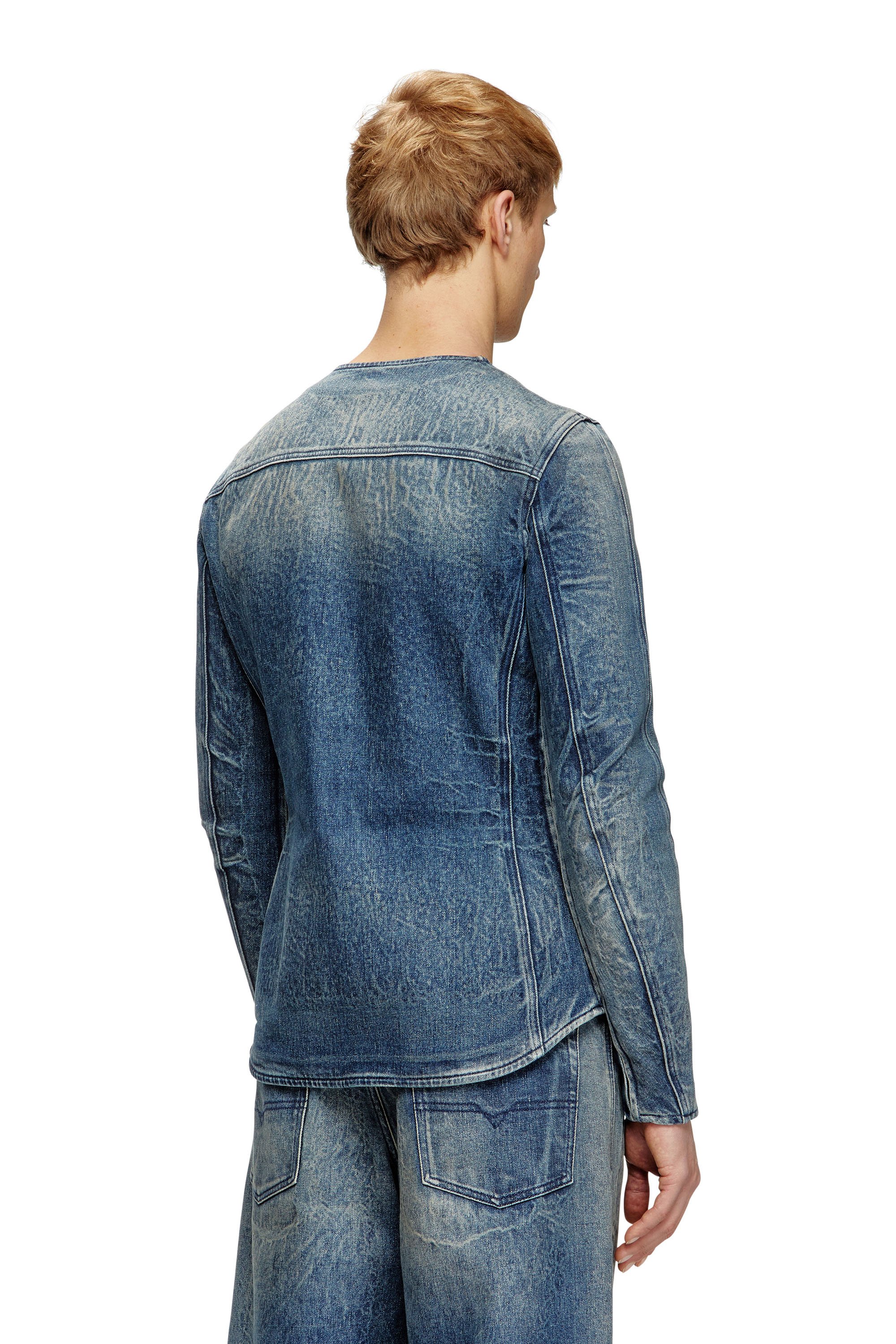 Diesel - D-CARDI-FSG, Herren Jacke aus Denim mit Ghost-Prägung in Mittelblau - 4