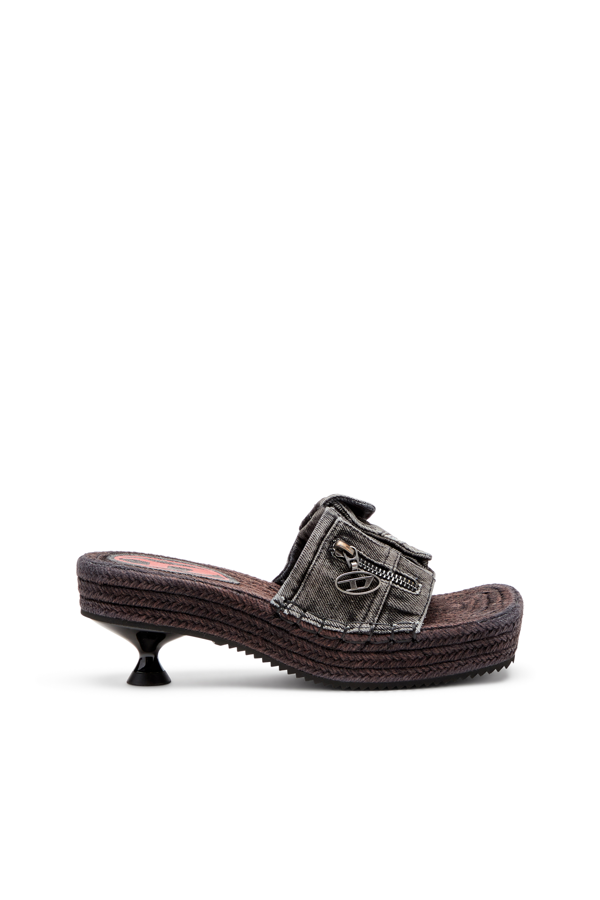 Diesel - D-IBIZA 40 PCK, Damen D-Ibiza-Espadrilles mit Absatz und Plateau aus Denim in Schwarz - 1