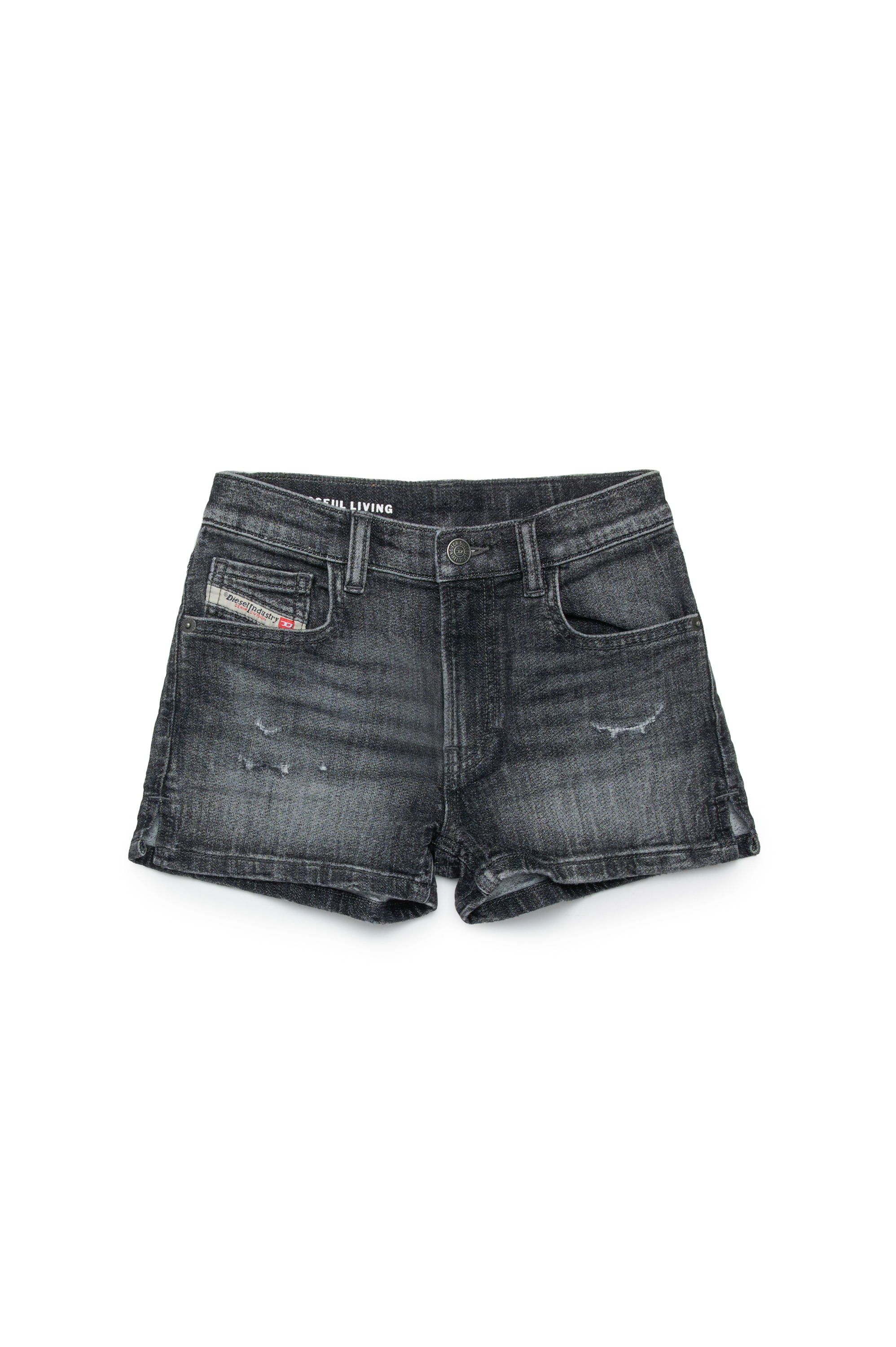 Diesel - PBOYSHORT-S JJJ, Short en tissu JoggJeans avec déchirures Femme in Noir - 1