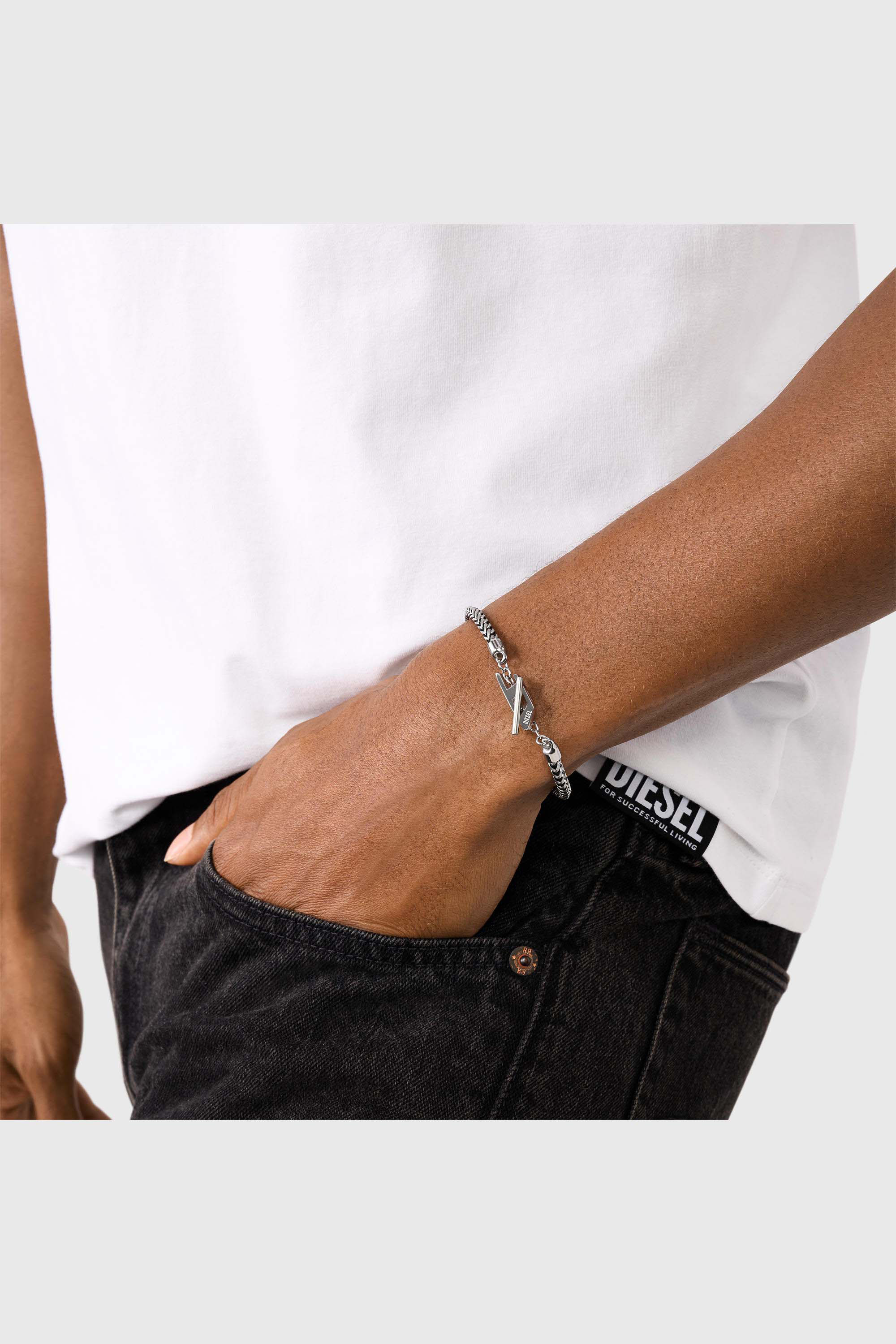 Diesel - DX1551040 JEWEL, Unisex Kettenarmband aus Edelstahl in Silber/Schwarz - 4