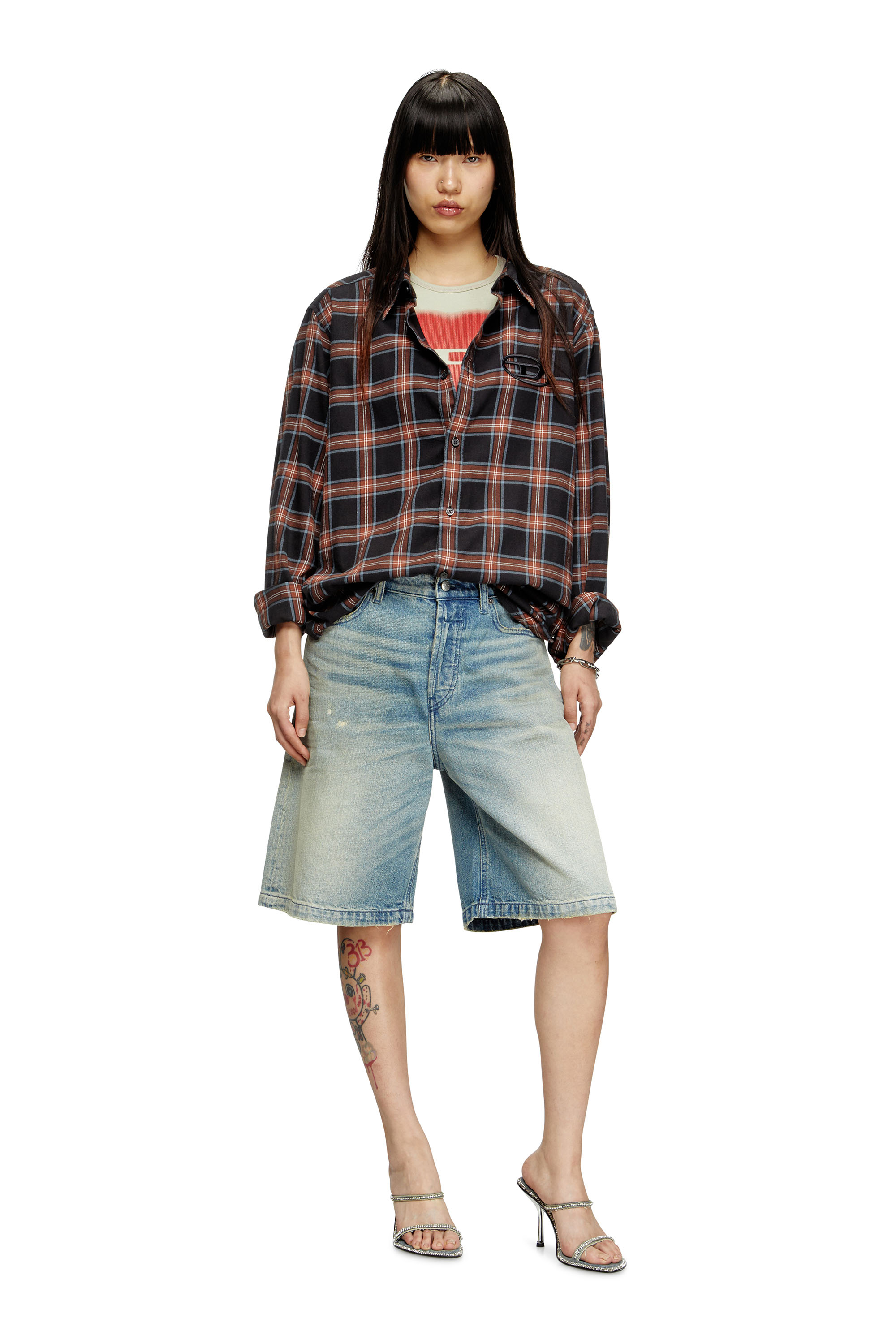 DE-SIRE-SHORT, Blu Chiaro Diesel - DE-SIRE-SHORT, Short in denim effetto vissuto Donna in Blu - 1