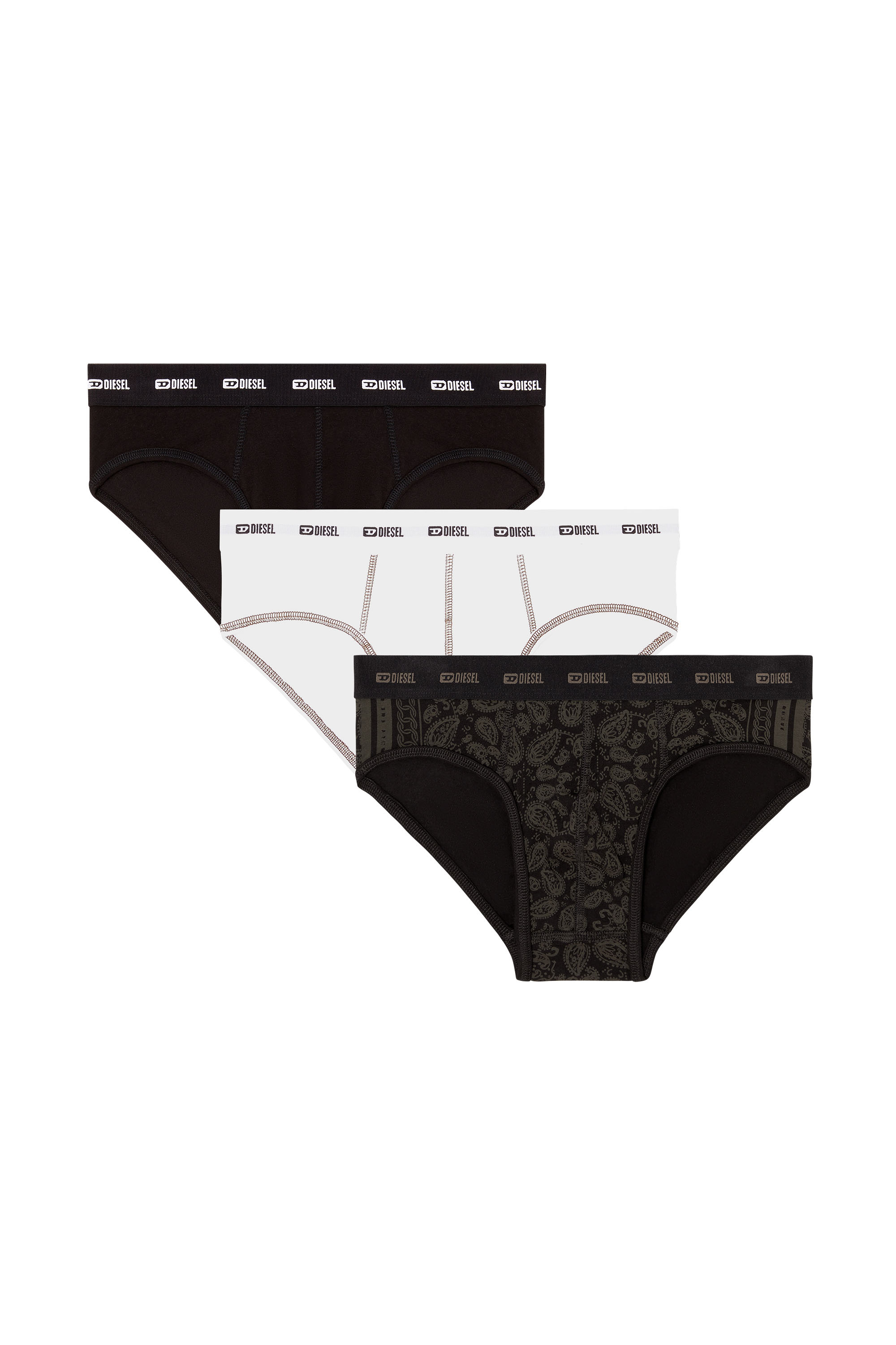 Diesel - ANDRE-UTLT-3PACK, Lot de 3 slips en coton stretch avec imprimé bandana Homme in Polychrome - 1