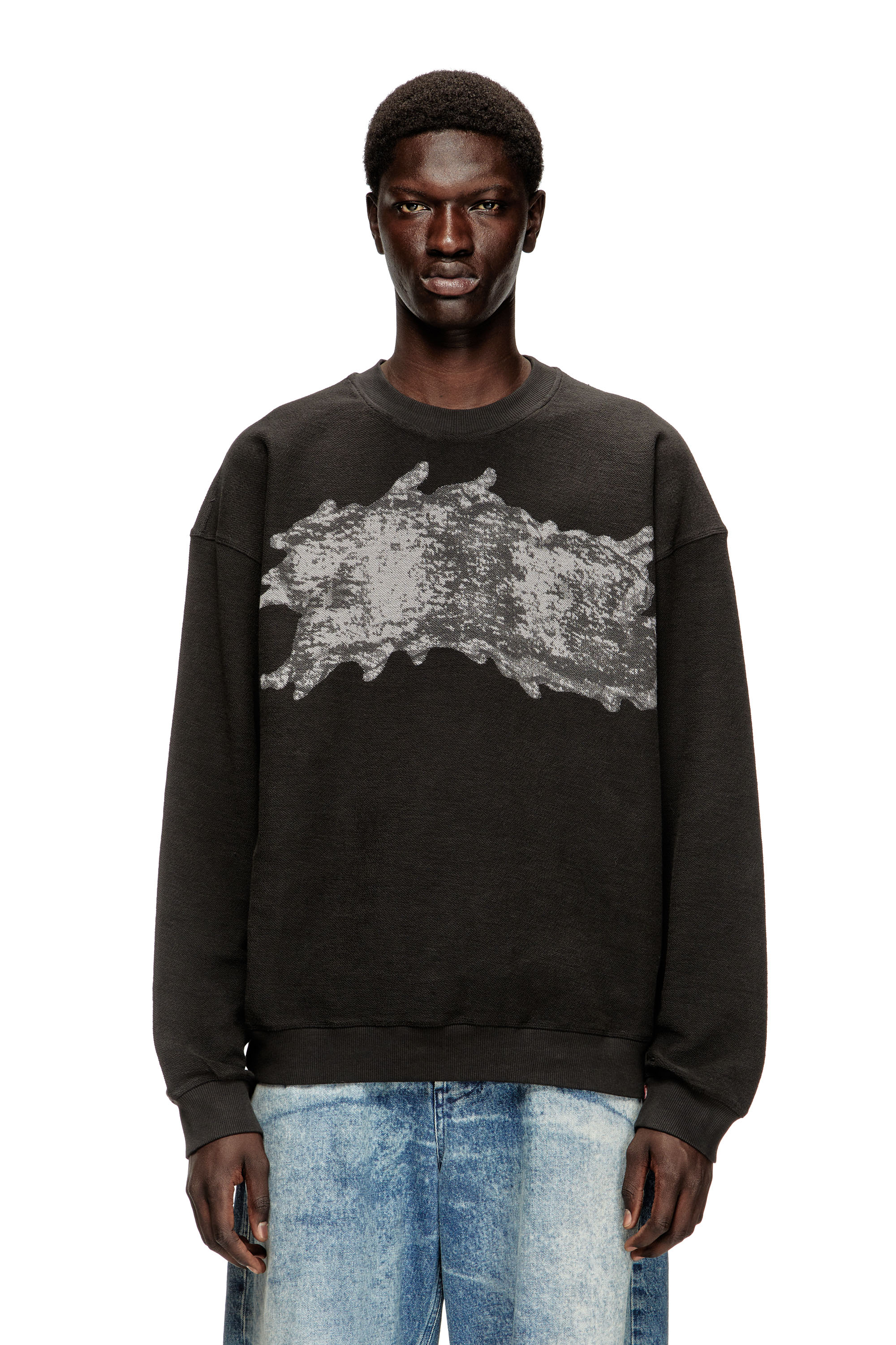 Diesel - S-VALENTIN-JMBV, Herren Sweatshirt mit Graffiti-Print in Dunkelgrau - 1