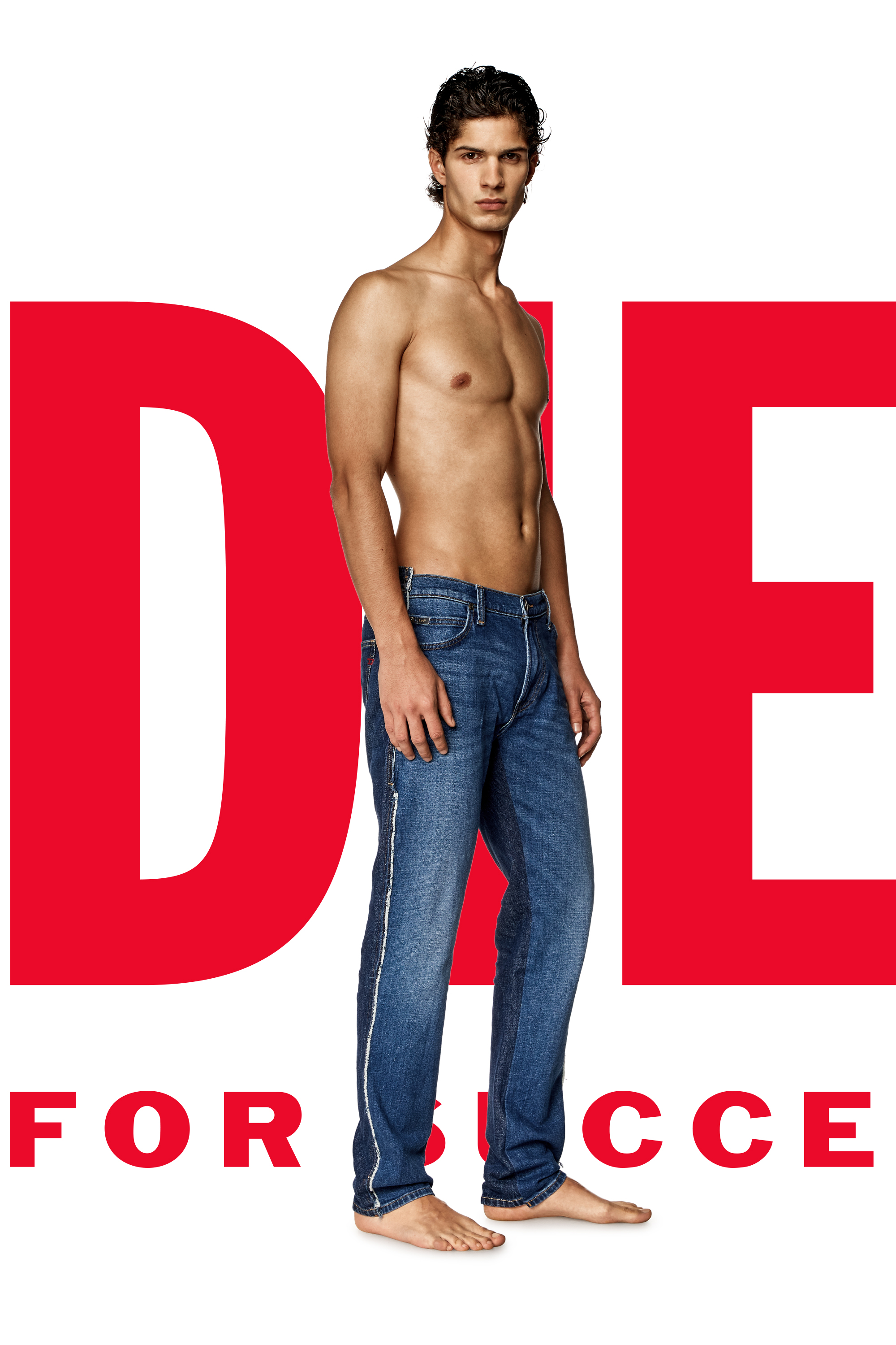 Diesel - Unisex Straight Jeans Dieseloves 04 09K47, Medium blue - Image 7