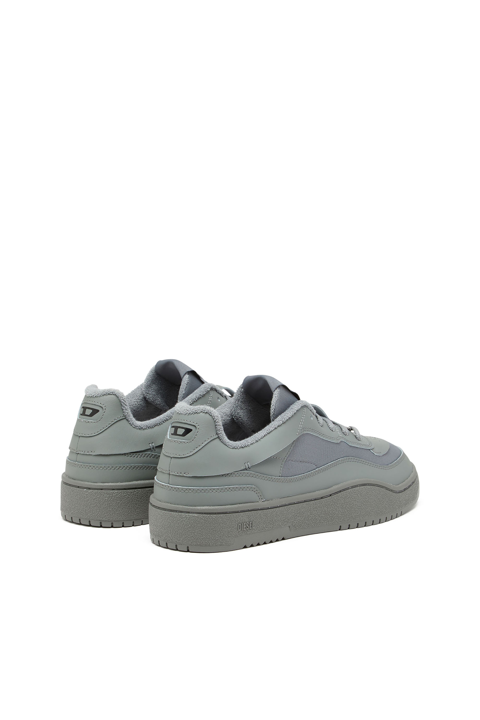 Diesel - S-OVAL SKATE LOW, S-Oval Skate-Sneaker in pelle e tessuto Uomo in Grigio - 3