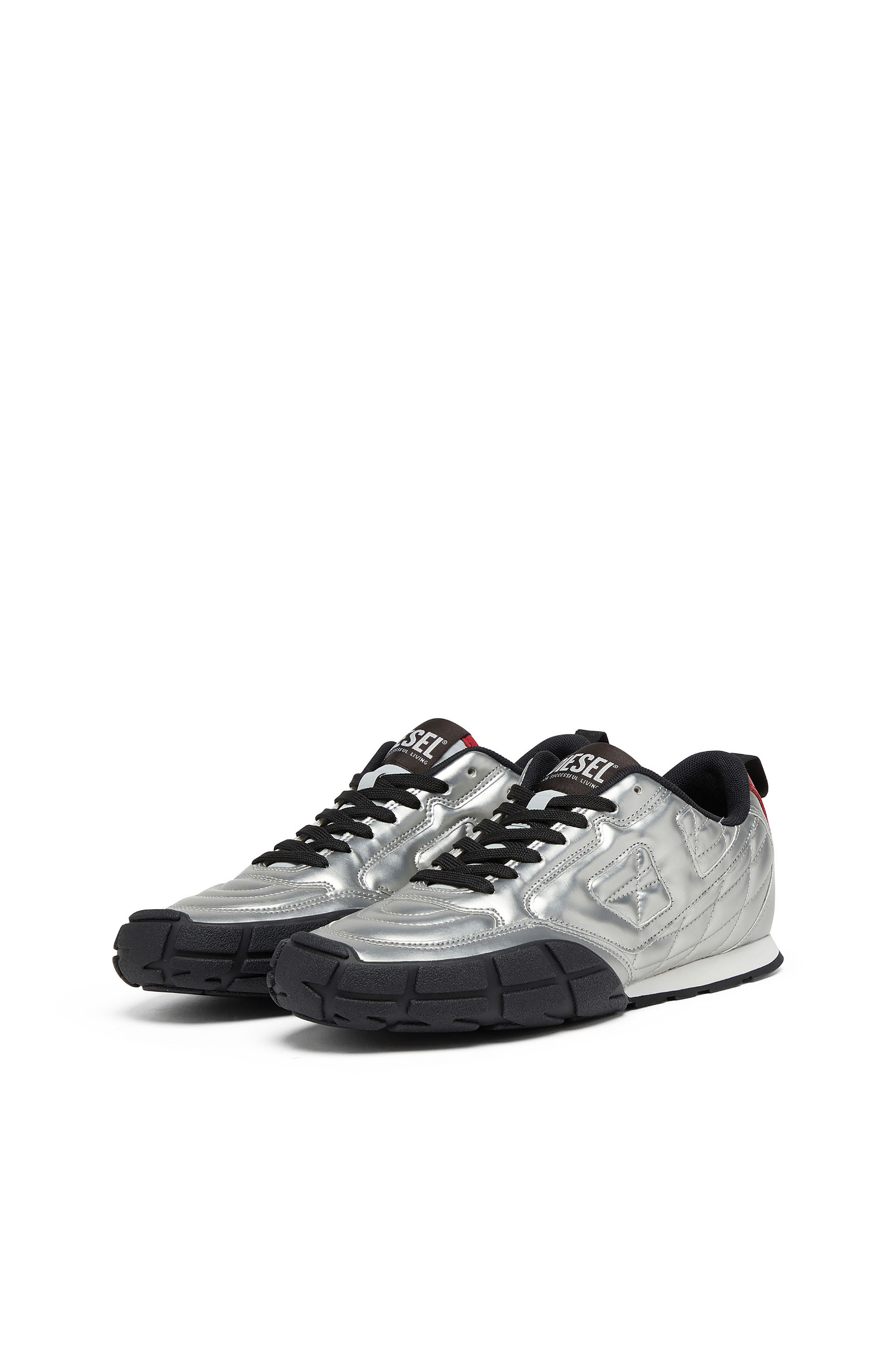 Diesel - S-PAGODHA LOW W, Damen S-Pagodha-Quilted metallic Sneakers in Silber/Schwarz - 7