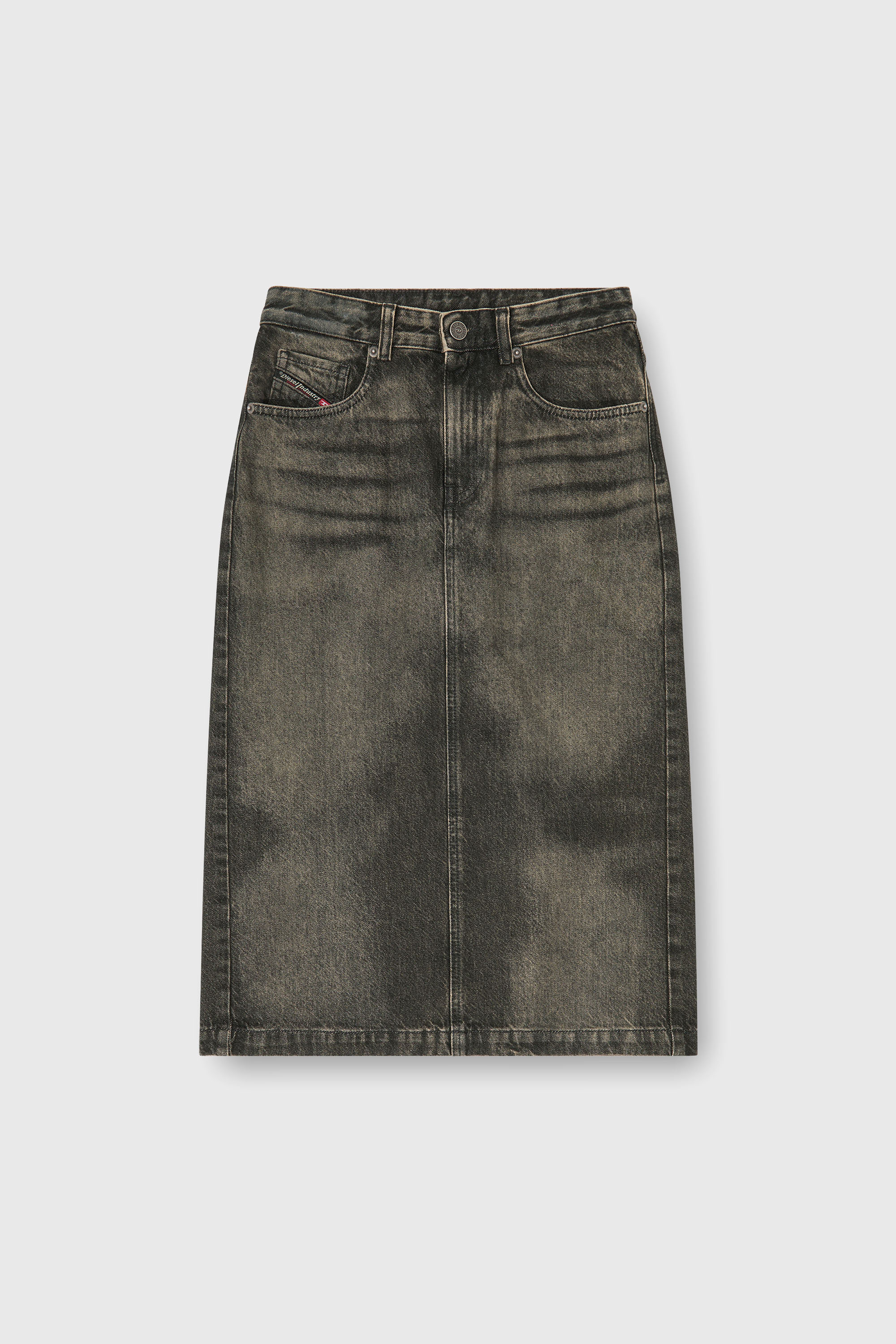 Diesel - DE-PENDY-FSJ, Jupe crayon en denim effet us&eacute; Femme in Gris - 2