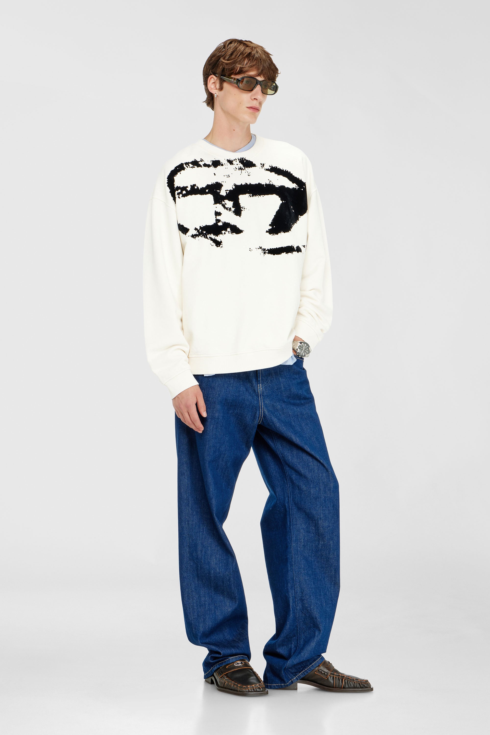 Diesel - S-BOXT-N5, Sweat-shirt en coton avec D ovale floqu&eacute; Homme in Polychrome - 1