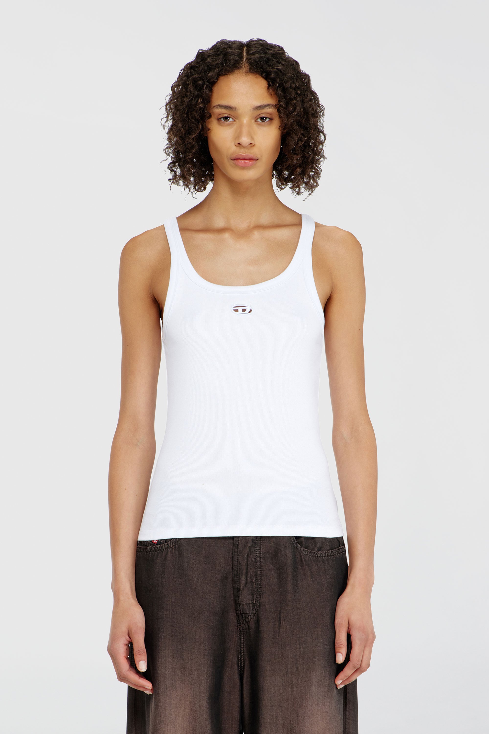 Diesel - T-WIFE-OD, Canotta slim con Oval D tagliato al laser Donna in Bianco - 1