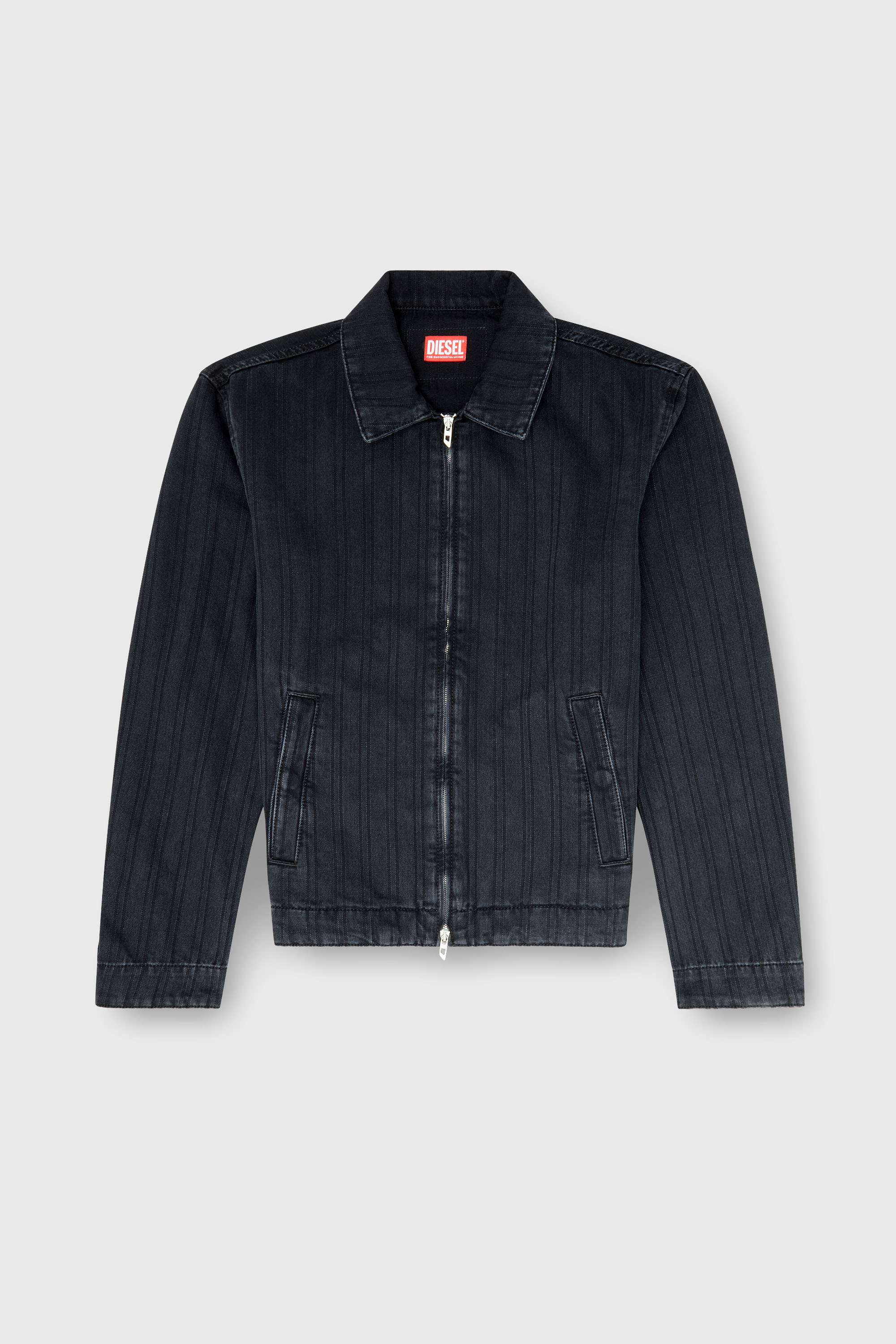 Diesel - D-ROHE, Herren Jacke aus pinstripe denim in Schwarz - 2