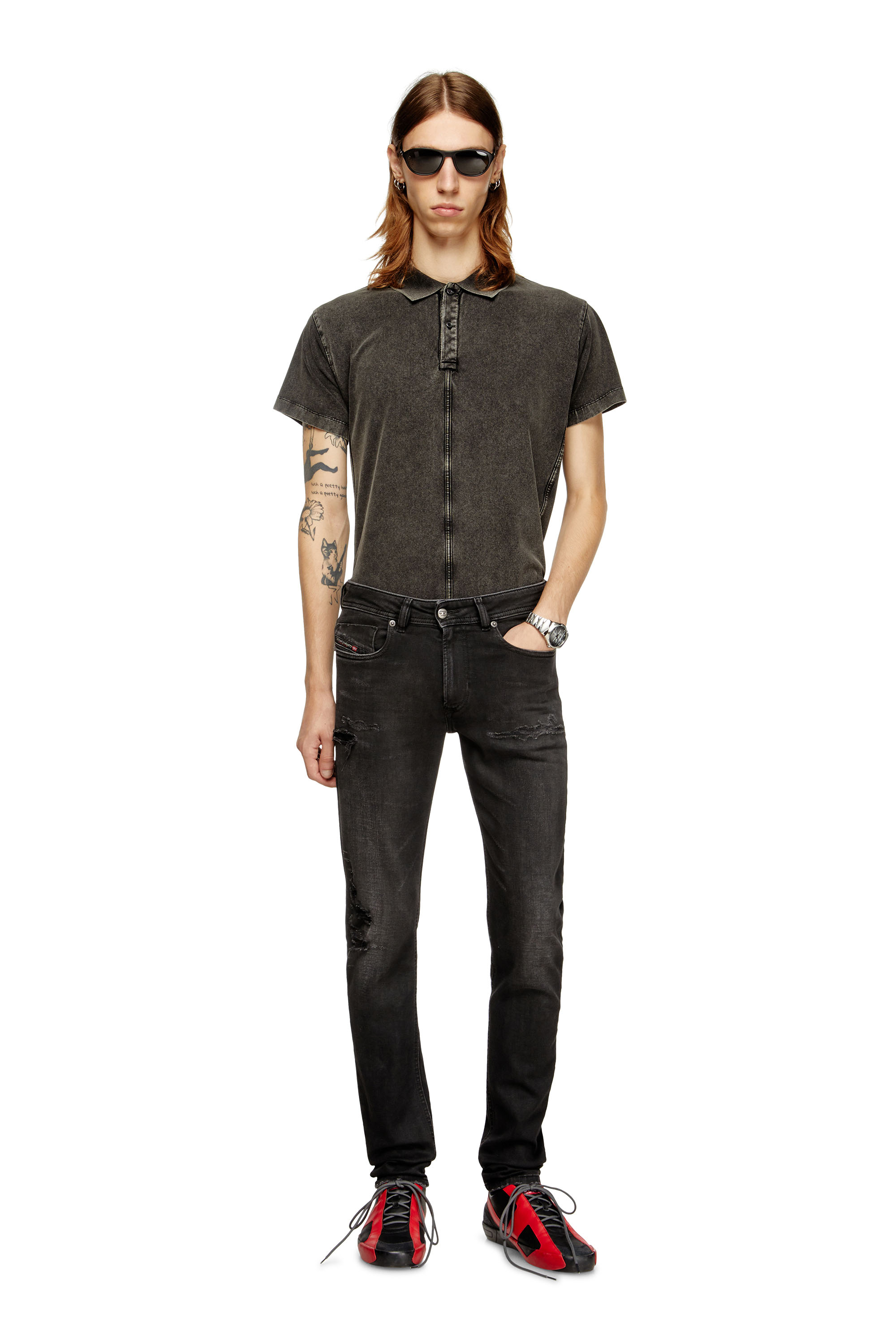 Diesel - Skinny Jeans 1979 Sleenker 068SG Homme, Noir/Gris foncé - Image 2
