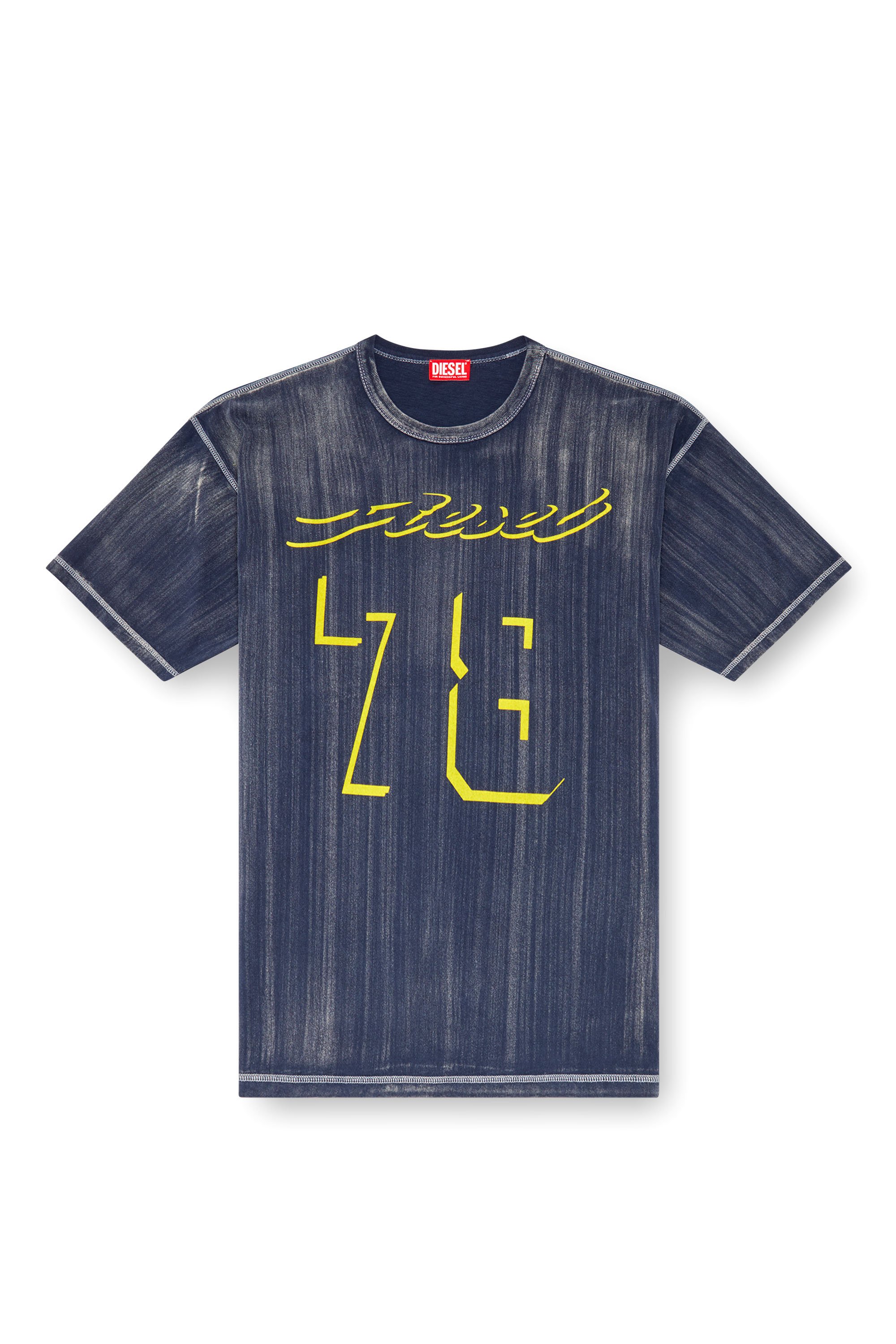 Diesel - T-BOXT-Q2, Uomo T-shirt trattata con logo flock in Blu - Image 3