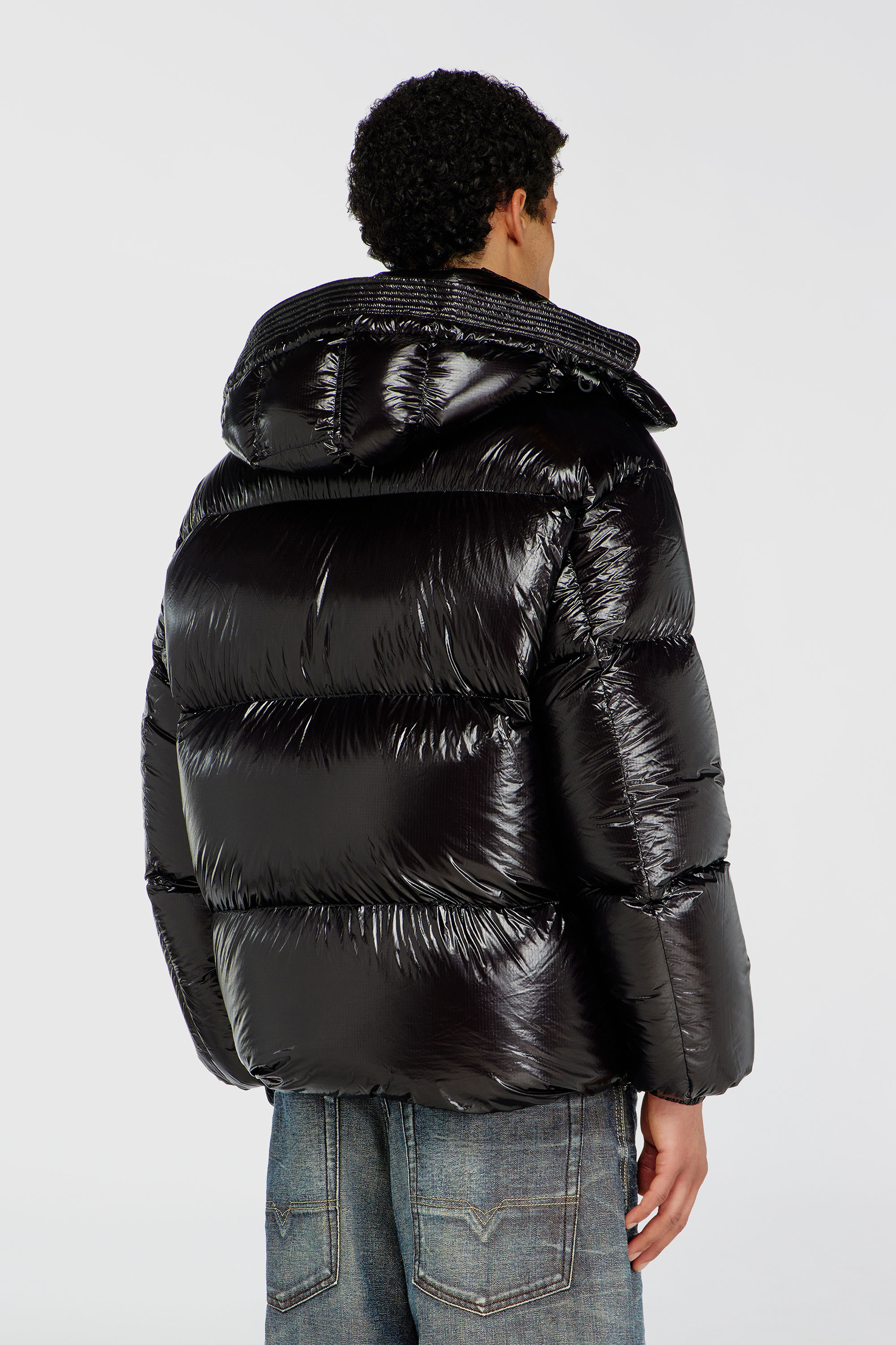 Diesel - W-ROLFYS-WRD-BKCP, Man's Down puffer jacket with detachable hood in Black - 4