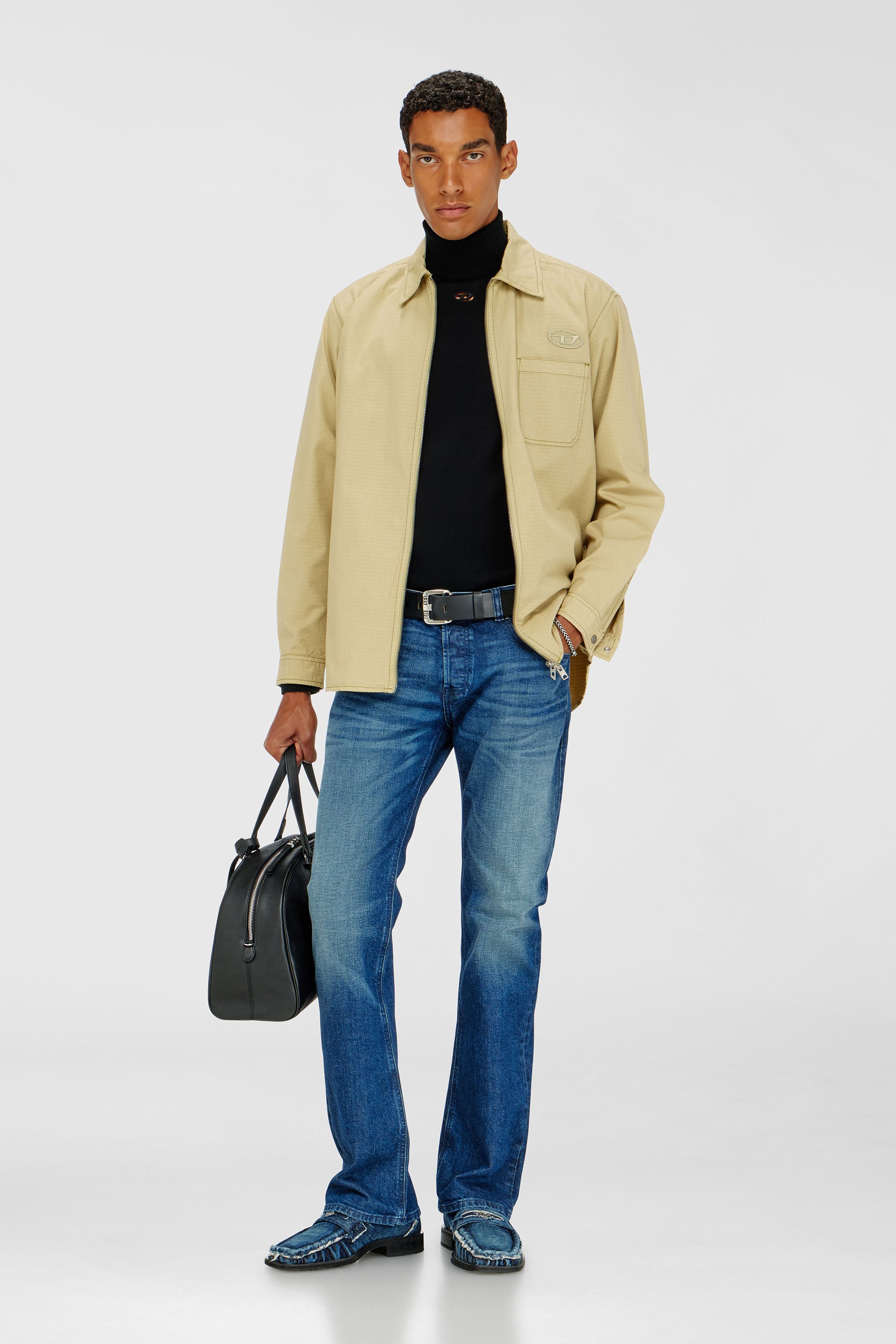Diesel - K-VARTA, Pull &agrave; col roul&eacute; en laine avec logo ajour&eacute; Homme in Noir - 2