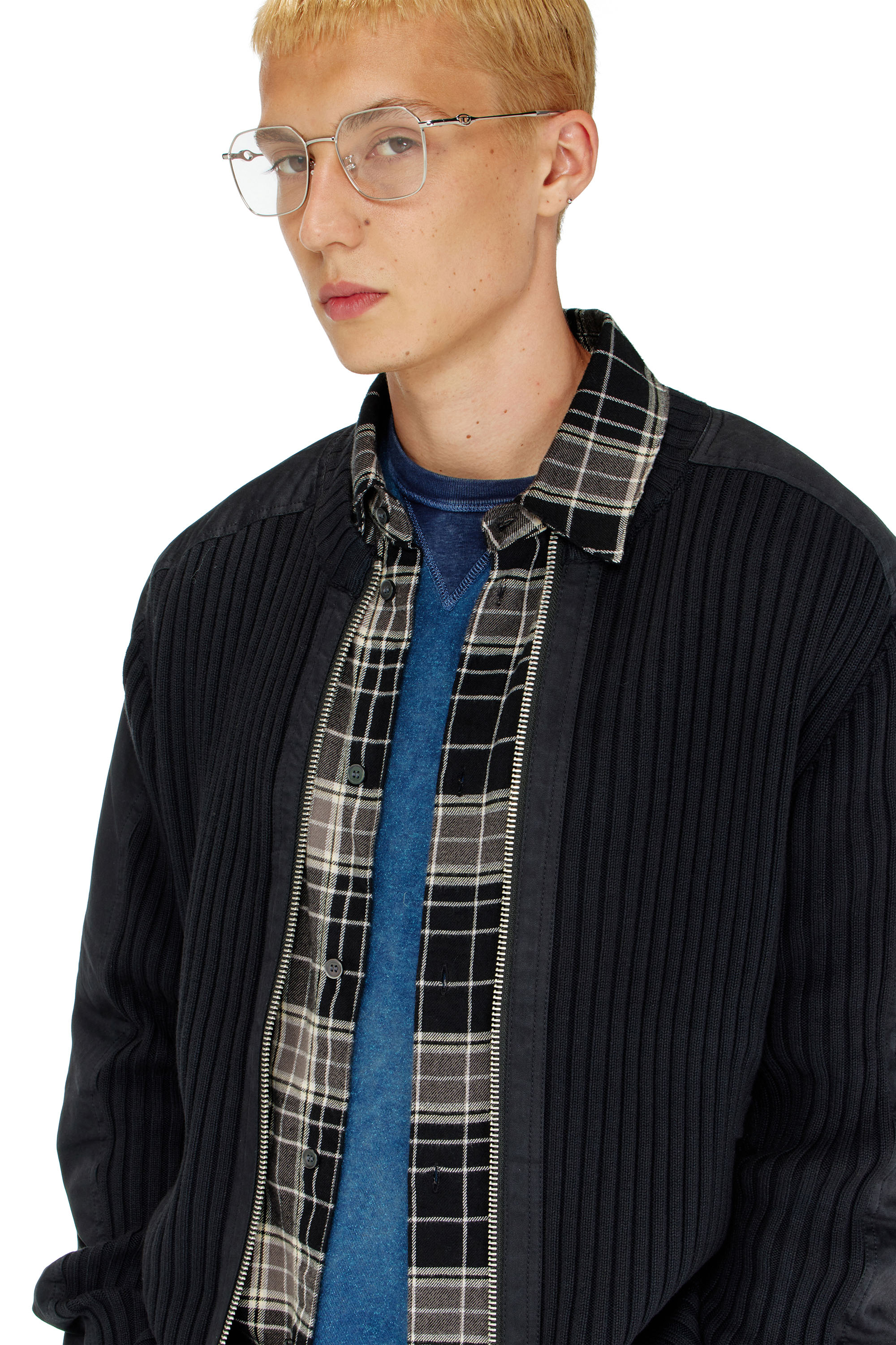 Diesel - K-MATTY, Cardigan con zip e pannelli utility Uomo in Nero - 5