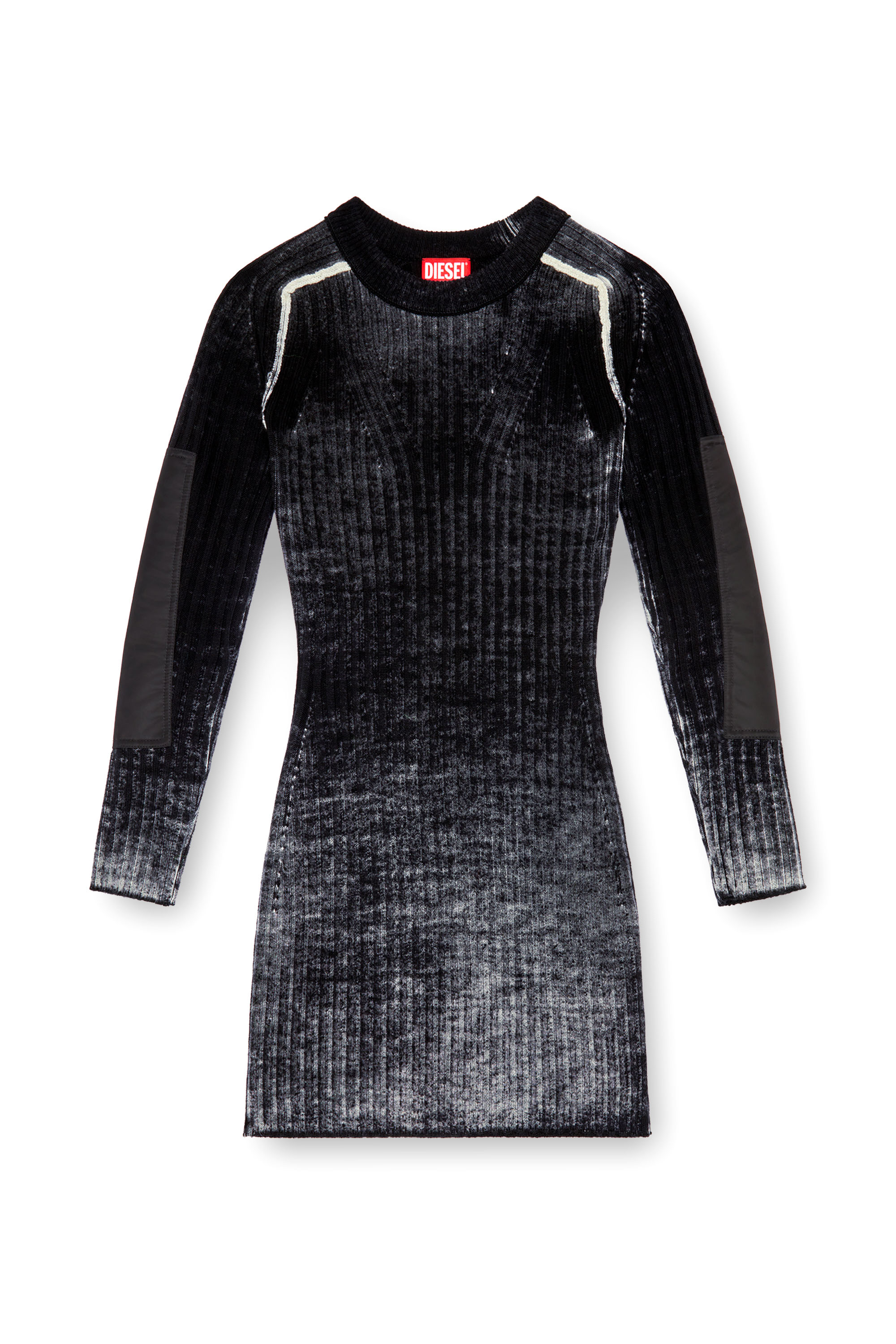 Diesel - M-ARTISTA, Damen Kurzes Kleid aus behandeltem Wollstrick in Schwarz - Image 3