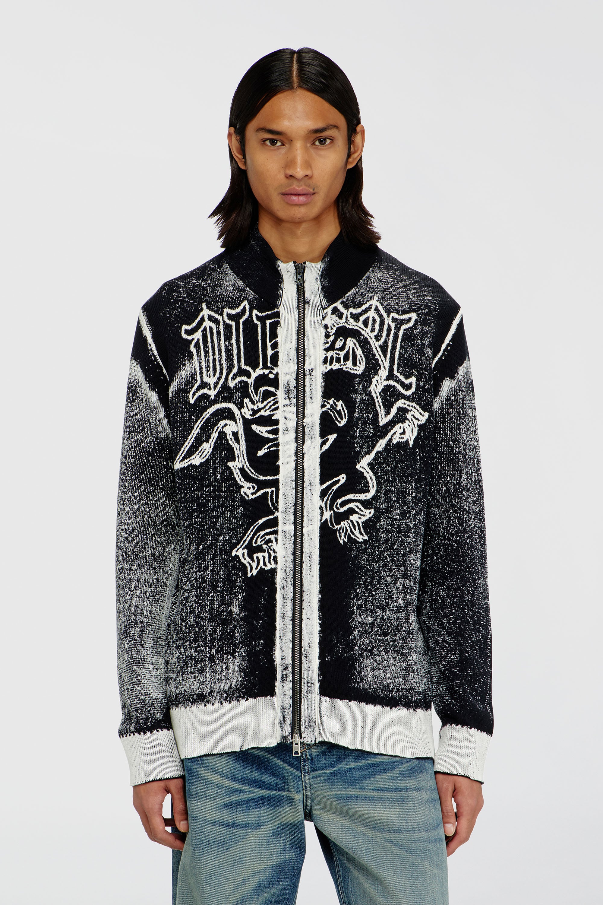 Diesel - K-LAUROS, Cardigan lavorato con motivo grifone Uomo in Multicolor - 1