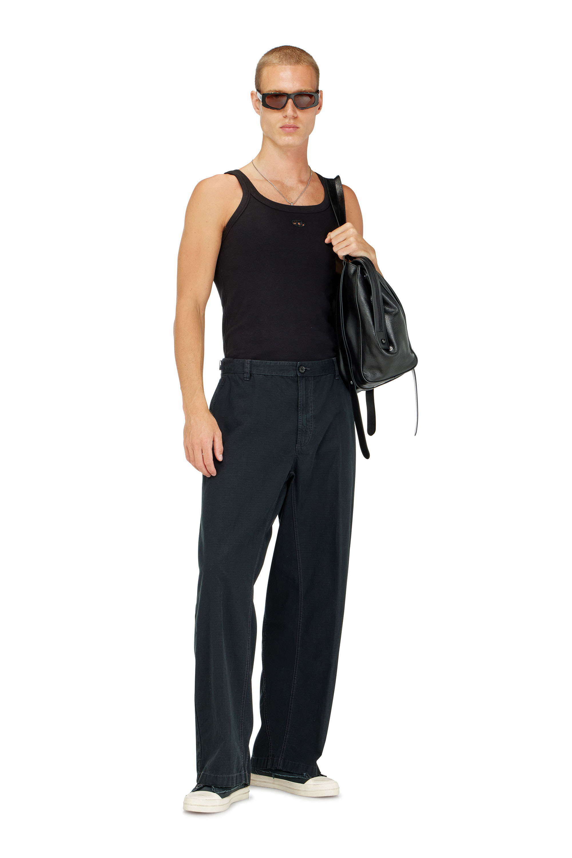 Diesel - T-WIFE-DCO, Herren Schmal geschnittenes Baumwoll-Tanktop mit Oval D-Logo in Schwarz - 2