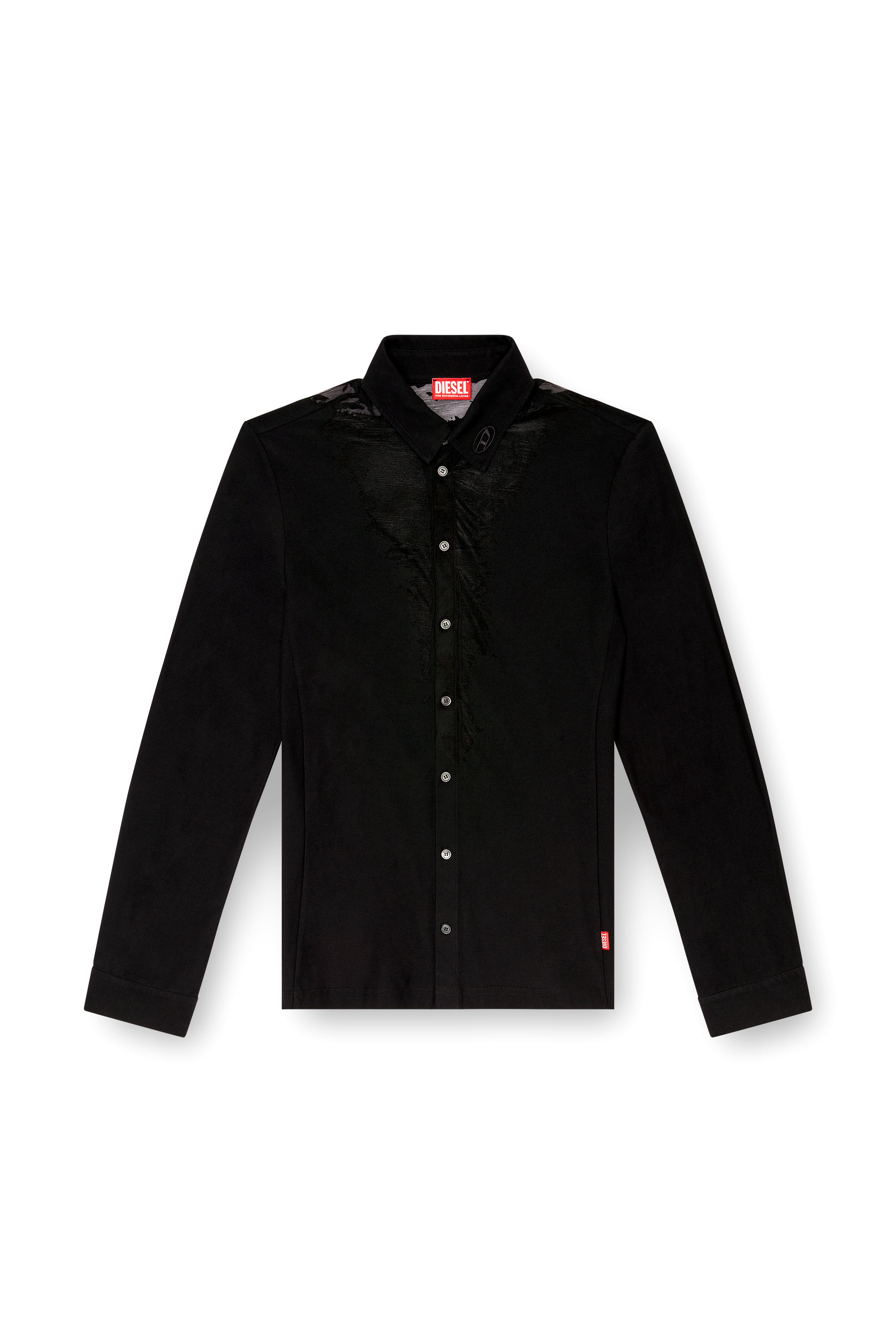 Diesel - S-SUN-PLAIN, Camicia in jersey con macchie dévoré Uomo in Nero - 3