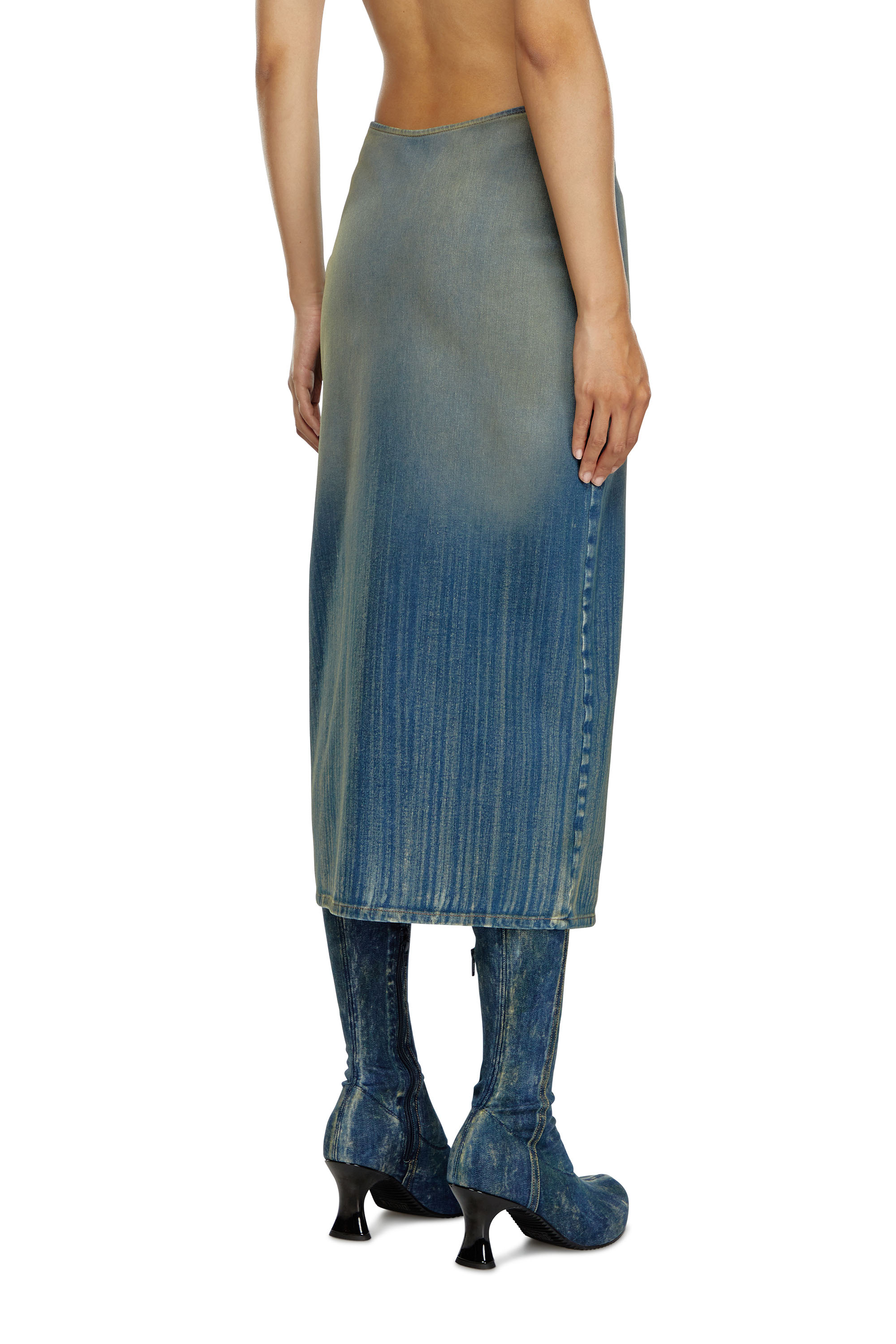 Diesel - DE-MAURY-S, Woman Pencil skirt in light streaky denim in Blue - Image 3