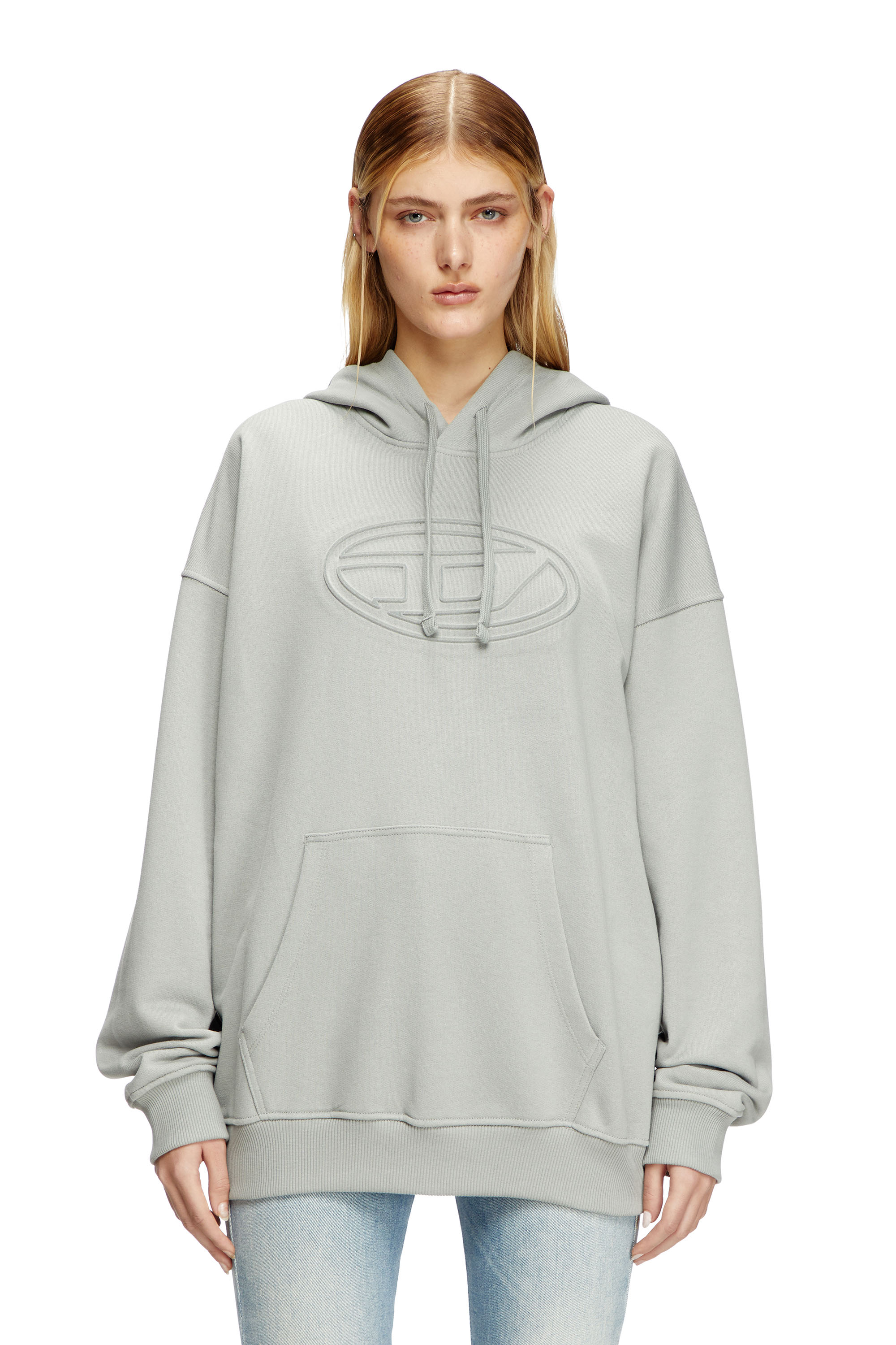 Diesel - S-UMMER-BIGOVAL, Hoodie con logo Oval D in rilievo Uomo in Grigio - 6