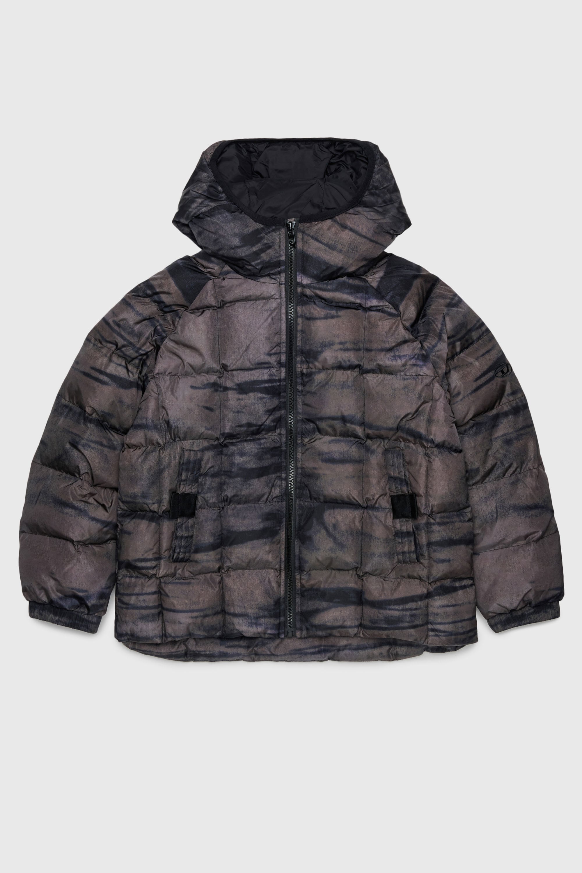 Diesel - JDEN, Doudoune avec imprim&eacute; graphique effet stri&eacute; Homme in Vert - 1