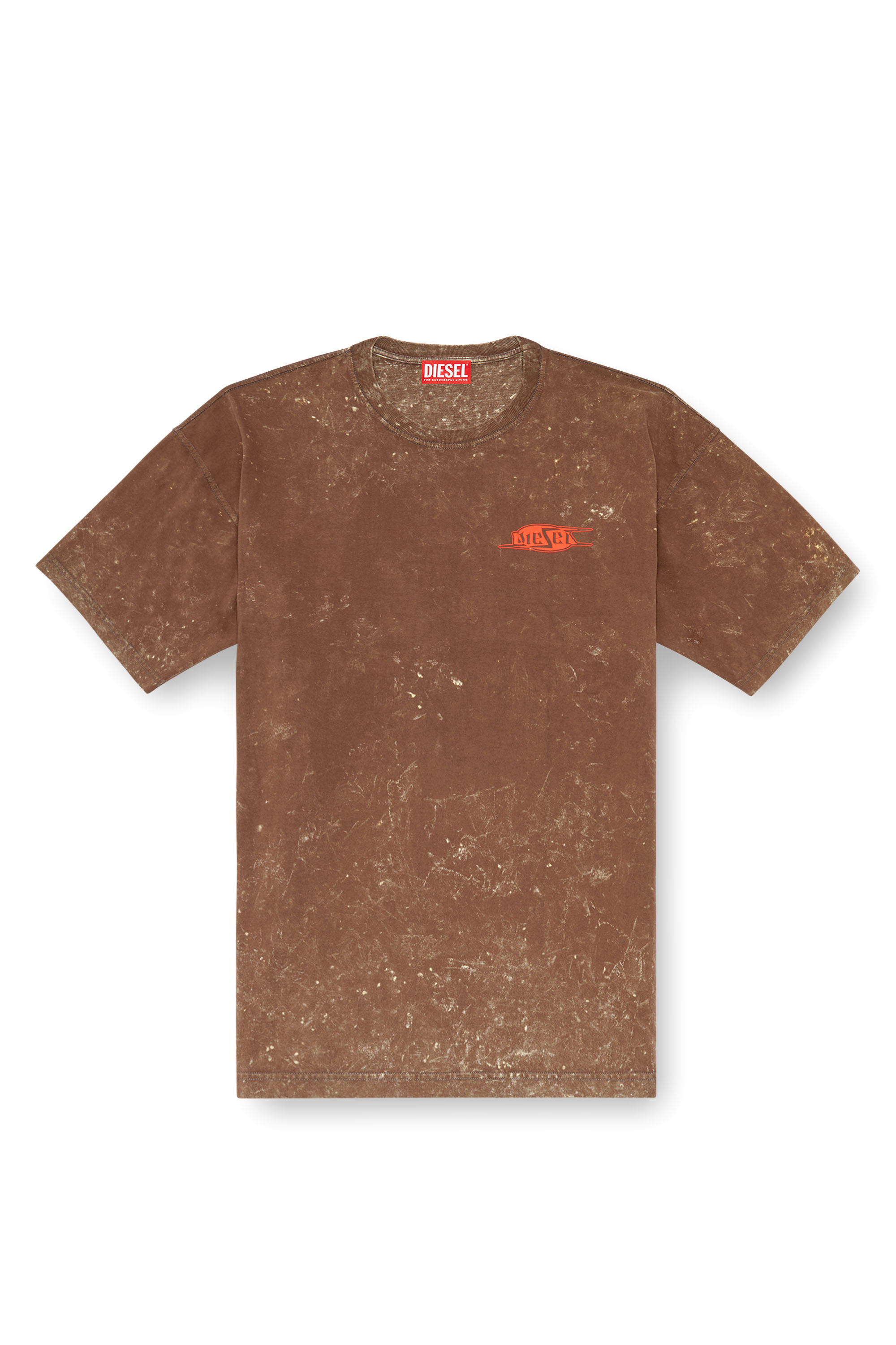 Diesel - T-BOXT-Q8, T-shirt effetto marble con logo puffy Uomo in Marrone - 3