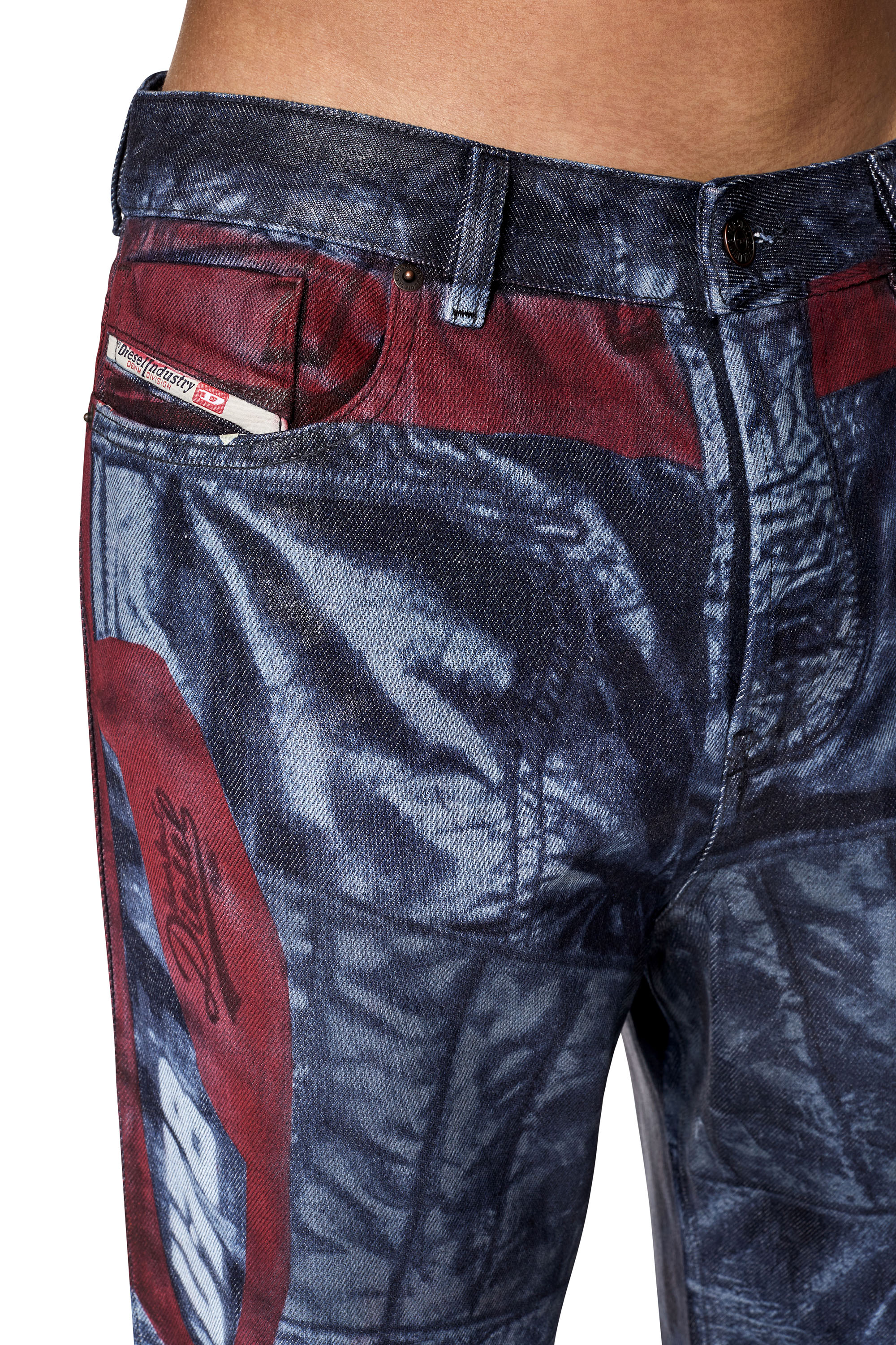 Diesel - 1955 09D26 Straight Jeans, Blu/Rosso - Image 3