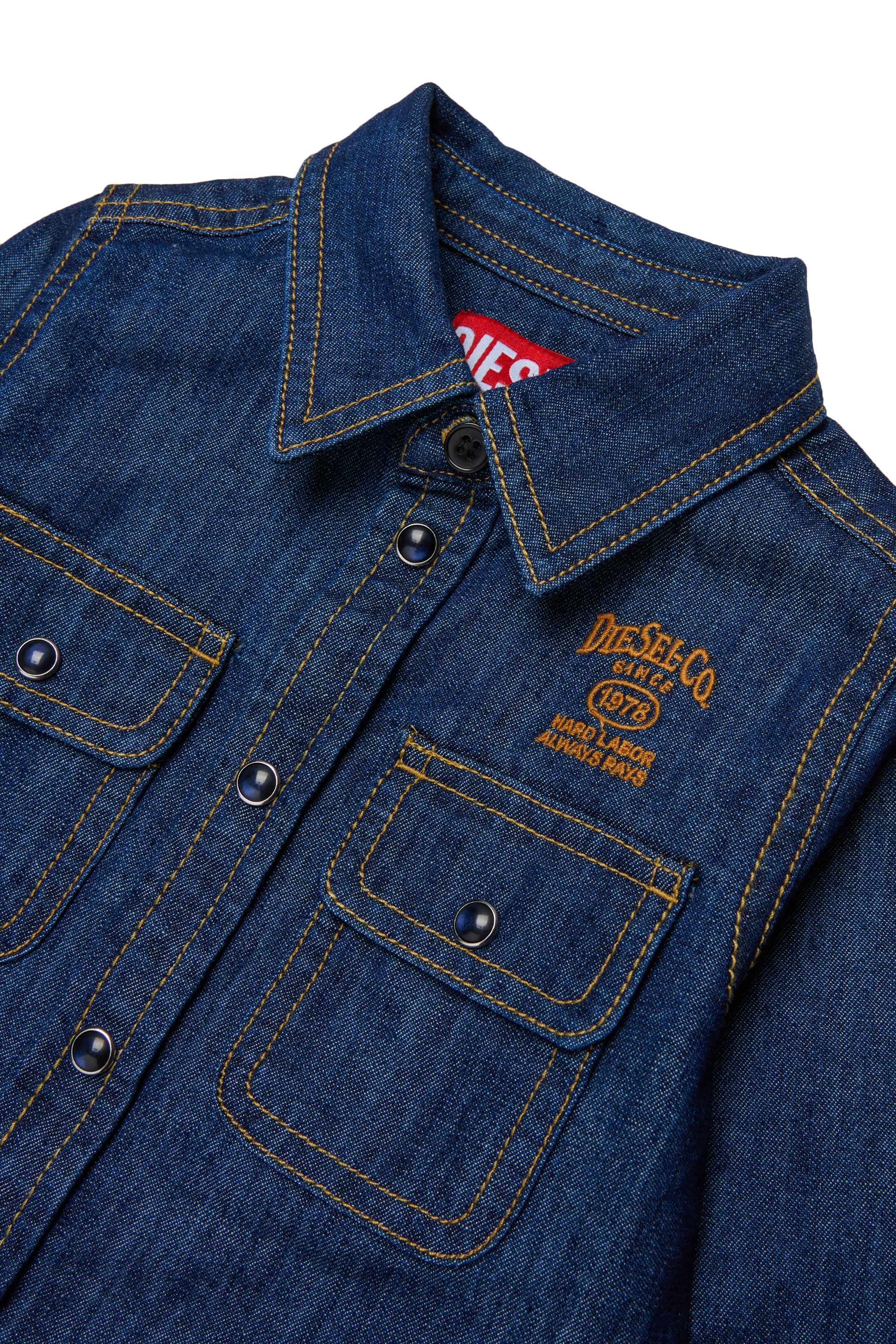 Diesel - CARTOB, Herren Jeanshemd mit Logo-Stickerei in Dunkelblau - 3
