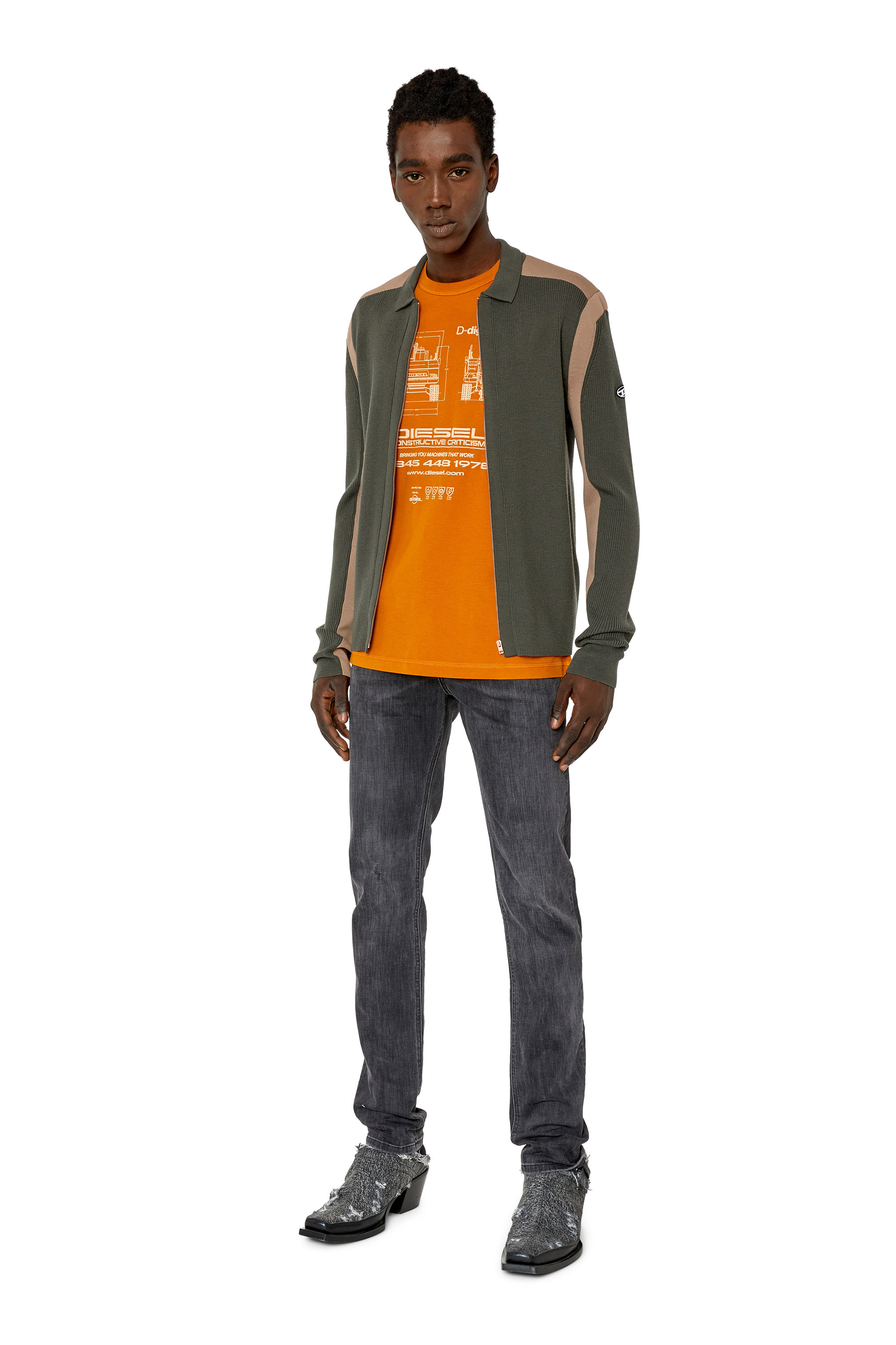 Diesel - 1979 Sleenker 0TFAR Skinny Jeans, Noir/Gris foncé - Image 5