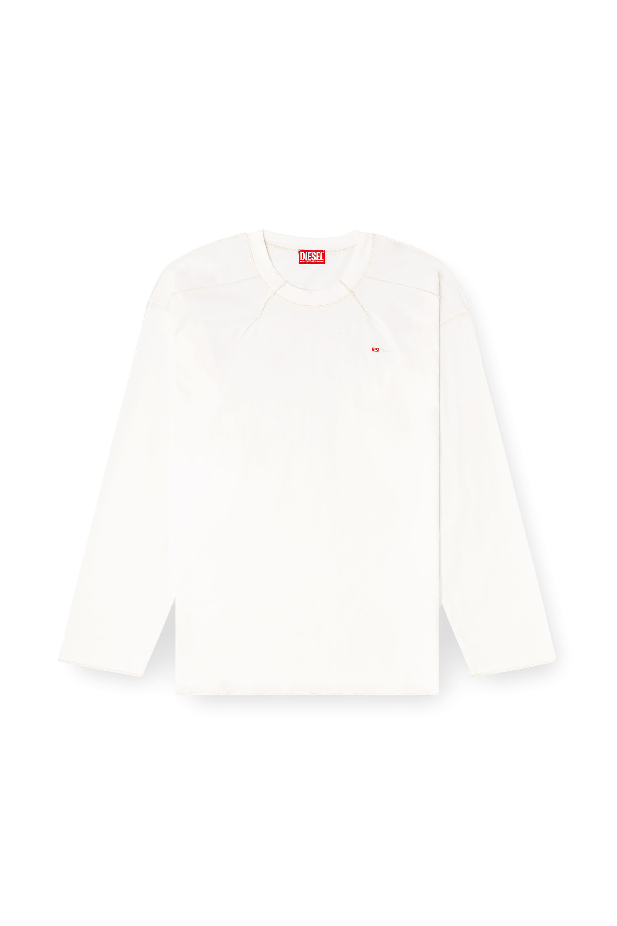 Diesel - T-CRAHOR-BOXT-LS-T1, T-shirt in cotone a maniche lunghe Uomo in Bianco - 3