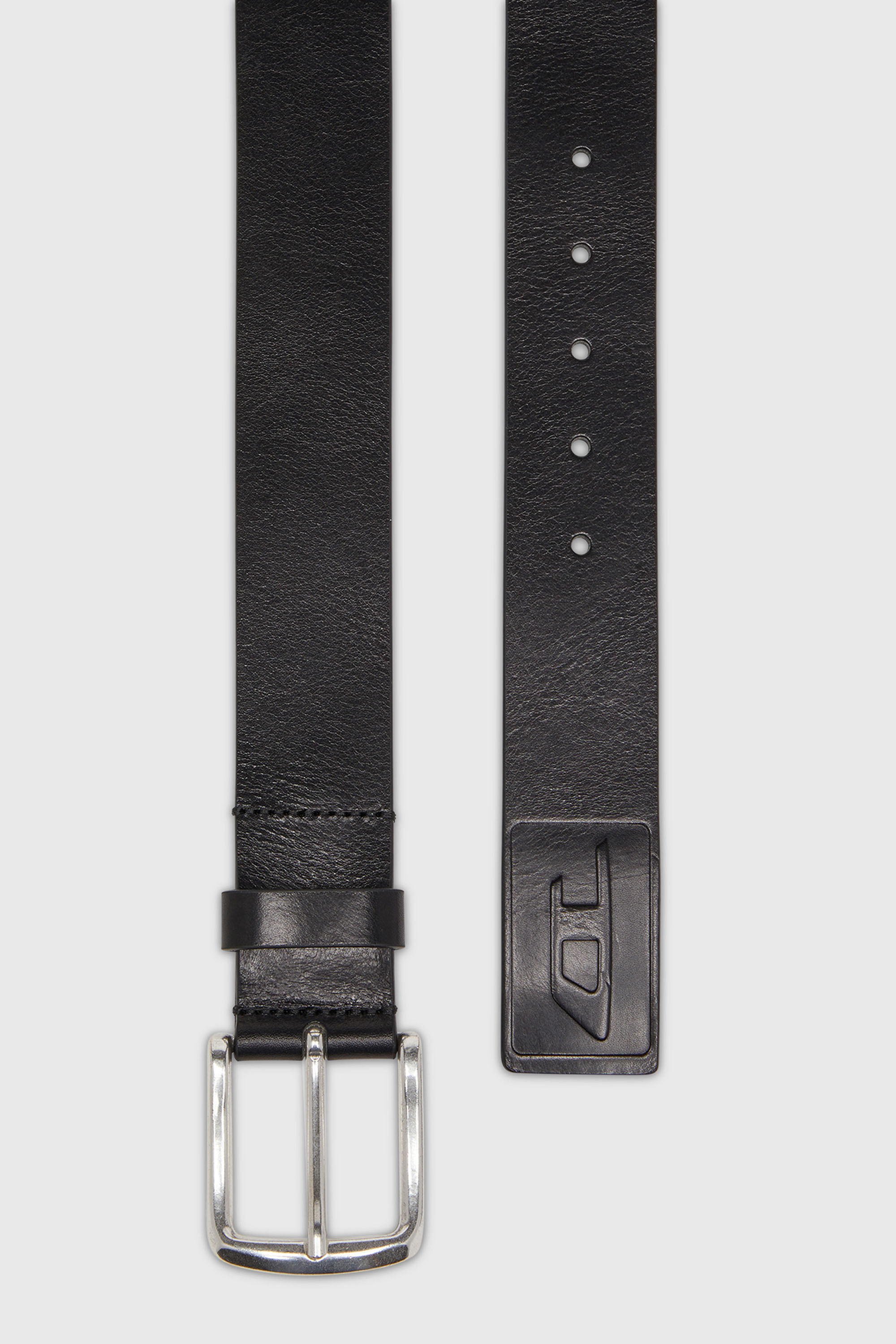 Diesel - B-FLAG-D EMBOSSED, Ceinture 4 cm en cuir avec logo grav&eacute; Homme in Noir - 2