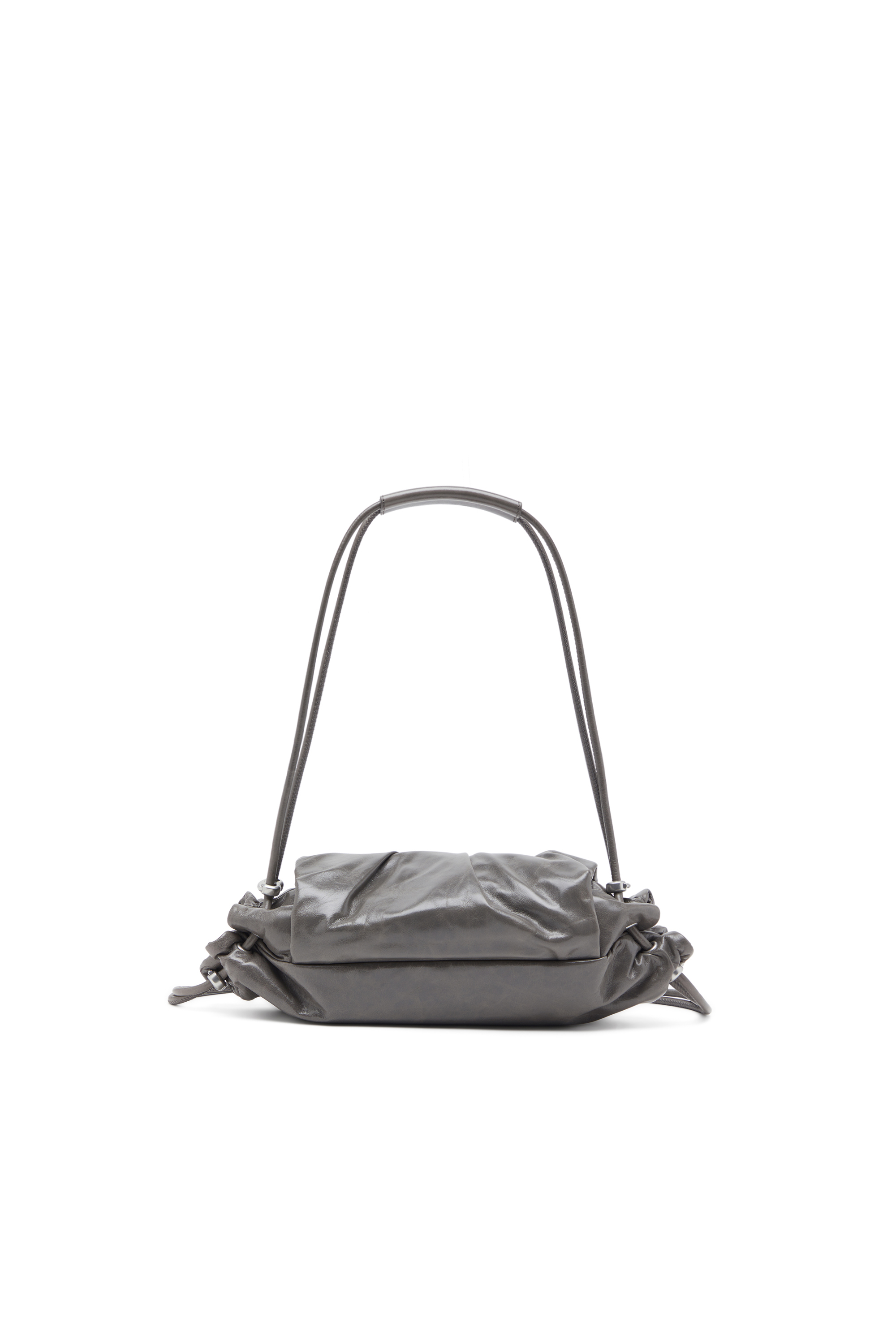 Diesel - SCRUNCH-D SHOULDER S, Scrunch-D S-Borsa a spalla in pelle arricciata Donna in Grigio - 2