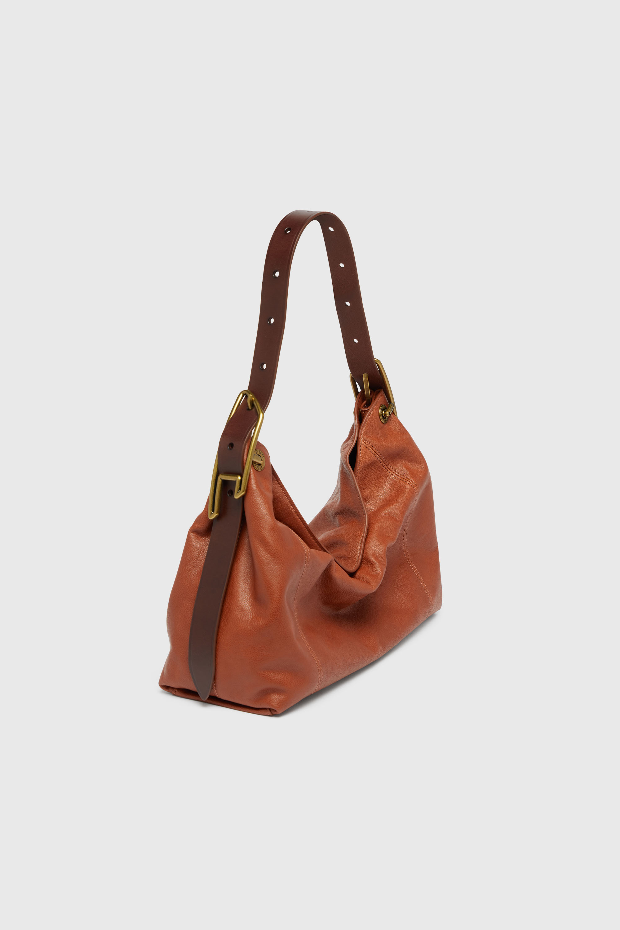 Diesel - D-LINE HOBO S, D-Line-Borsa a spalla in pelle lucida Donna in Marrone - 2