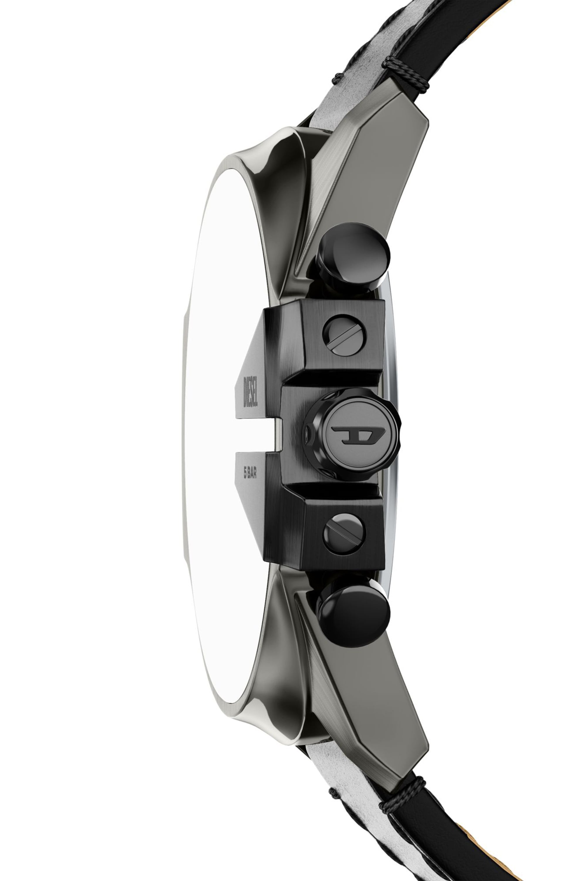 Diesel - DZ4714 WATCH, Herren Mega Chief Slim Uhr mit schwarzem Lederarmband in Schwarz - 3